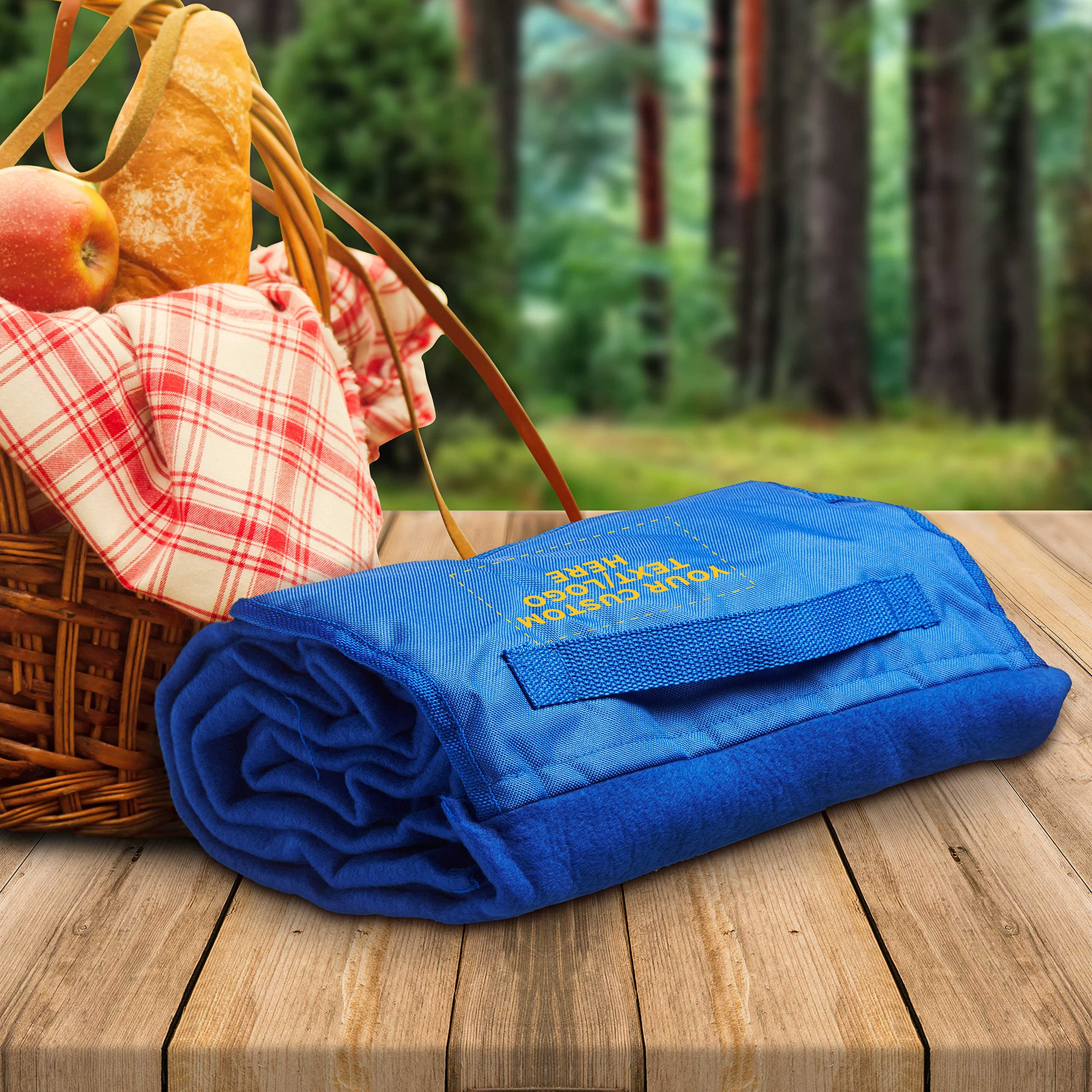 Custom Roll Up Picnic Blankets Set of 10 - Personalized Bulk Pack for Camping, Beach & Outdoor Activities - Waterproof & Portable Blue Blanket - Perfect for Family Picnics, Music Festivals and Park Outings