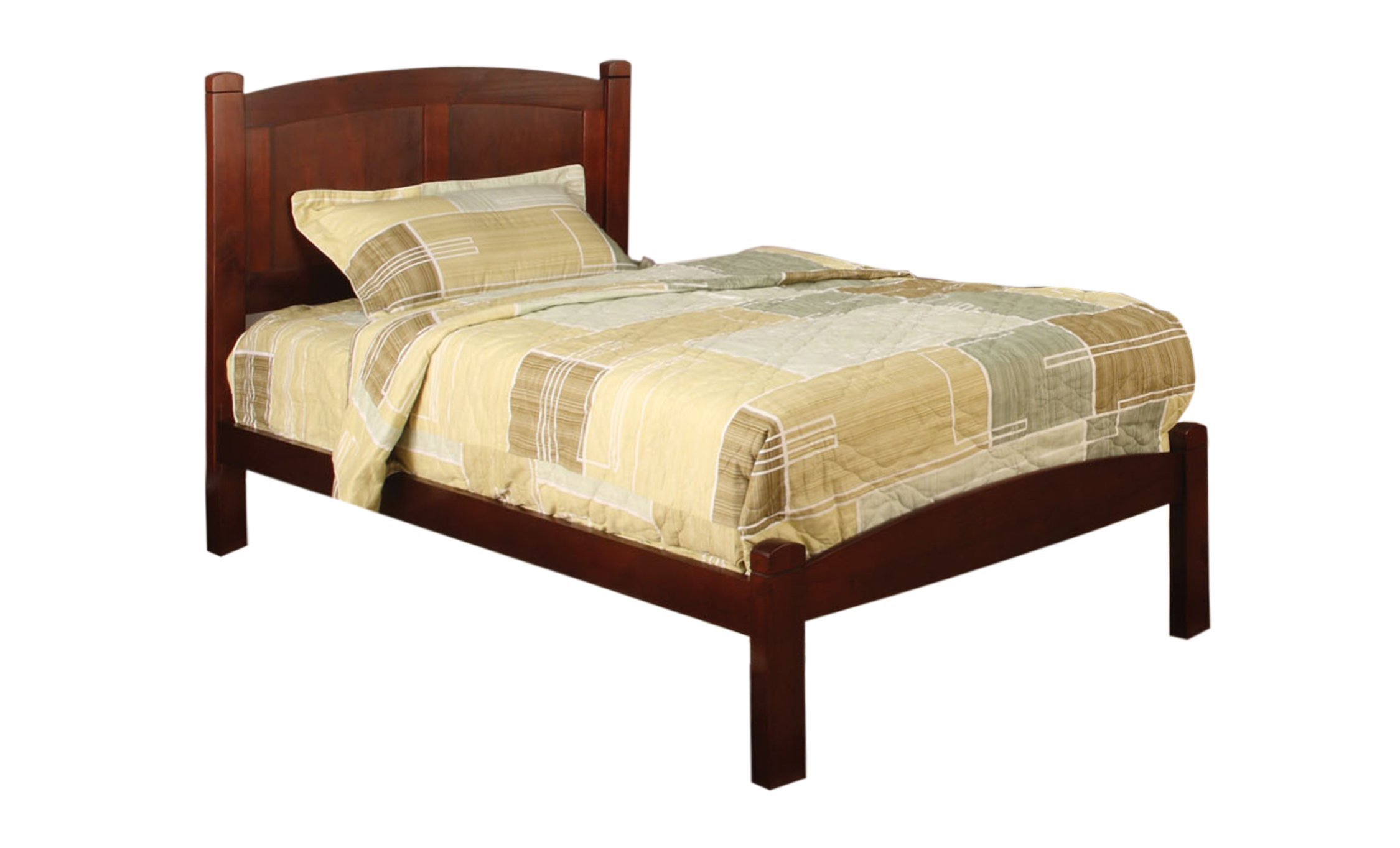 Furniture of America Galen Cherry Wood Platform Bed Frame - Twin Size, Solid Wood Construction for Bedroom, Guest Room, or Kids Room