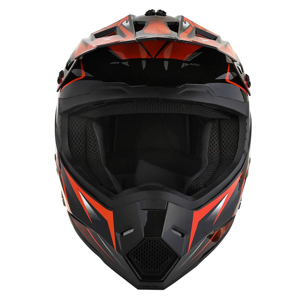 1Storm HF801 Adult Motocross Helmet - BMX MX ATV Dirt Bike Racing Helmet with Bluetooth Headset (Sonic Orange) | Lightweight DOT Certified for Off-Road, Trail Riding & Motorcycle Adventures
