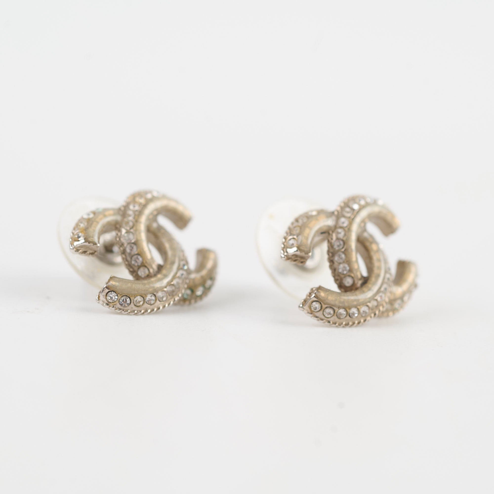 Chanel CC Logo Crystal Stud Earrings for Women - Elegant Luxury Jewelry Gift for Party, Wedding & Special Occasions