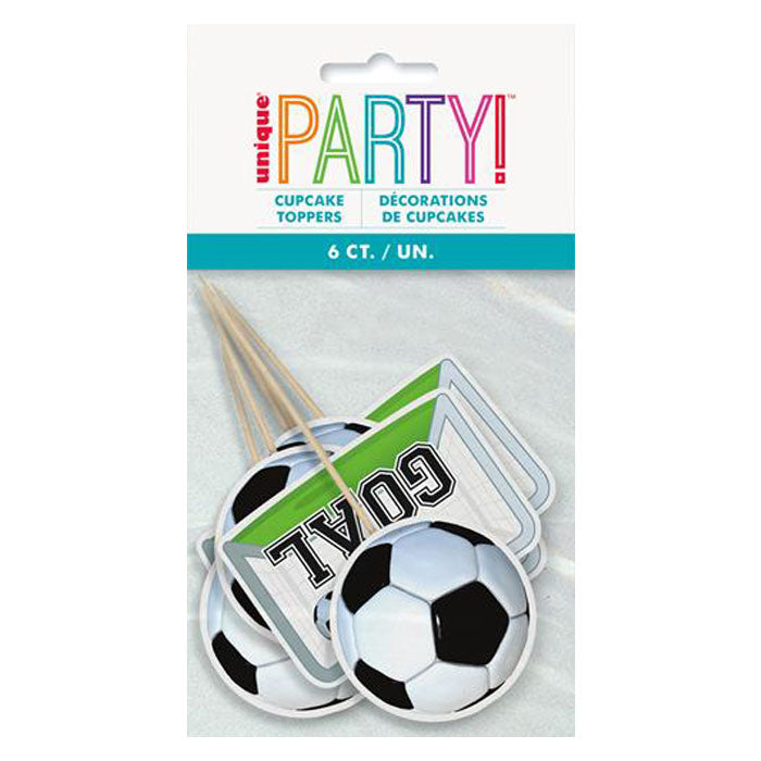 Soccer Cupcake Toppers - Football Theme Party Decorations for Birthday Cakes, Baby Showers & Sports Celebrations