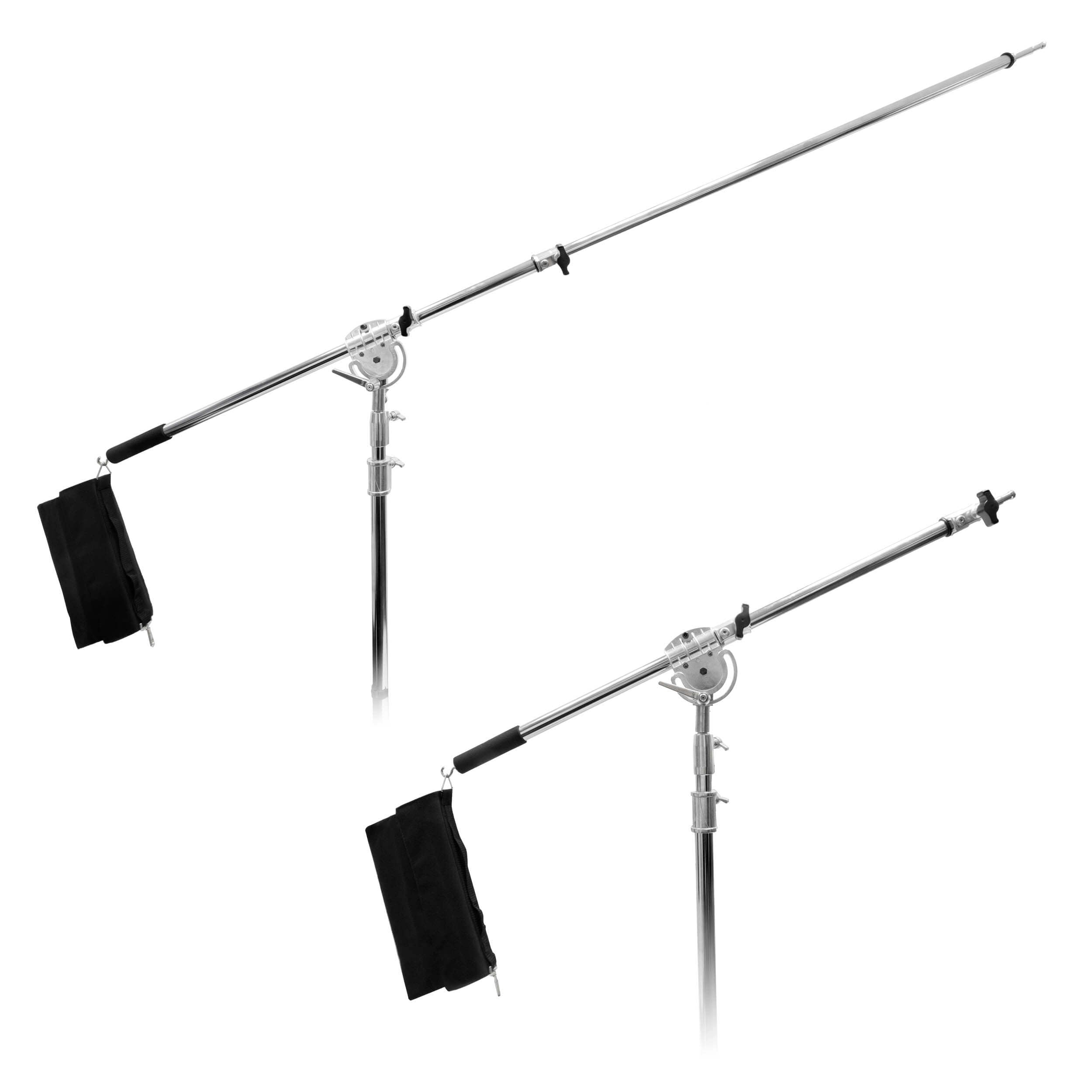 Heavy Duty Chrome Stainless Steel Rolling Base Boom Stand - Professional Microphone Stand with Wheels for Studio, Stage, and Live Performances