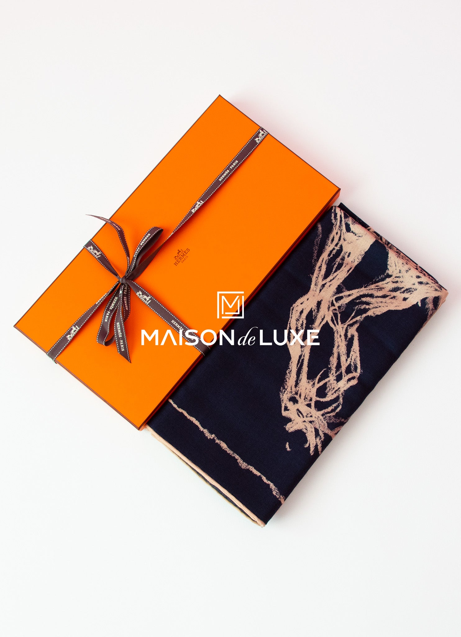 Luxury Hermes Pirouette au Galop Marine Cashmere 140 GM Shawl Scarf - Soft Warm Wrap for Women, Perfect for Evening Events & Winter Fashion Accessory