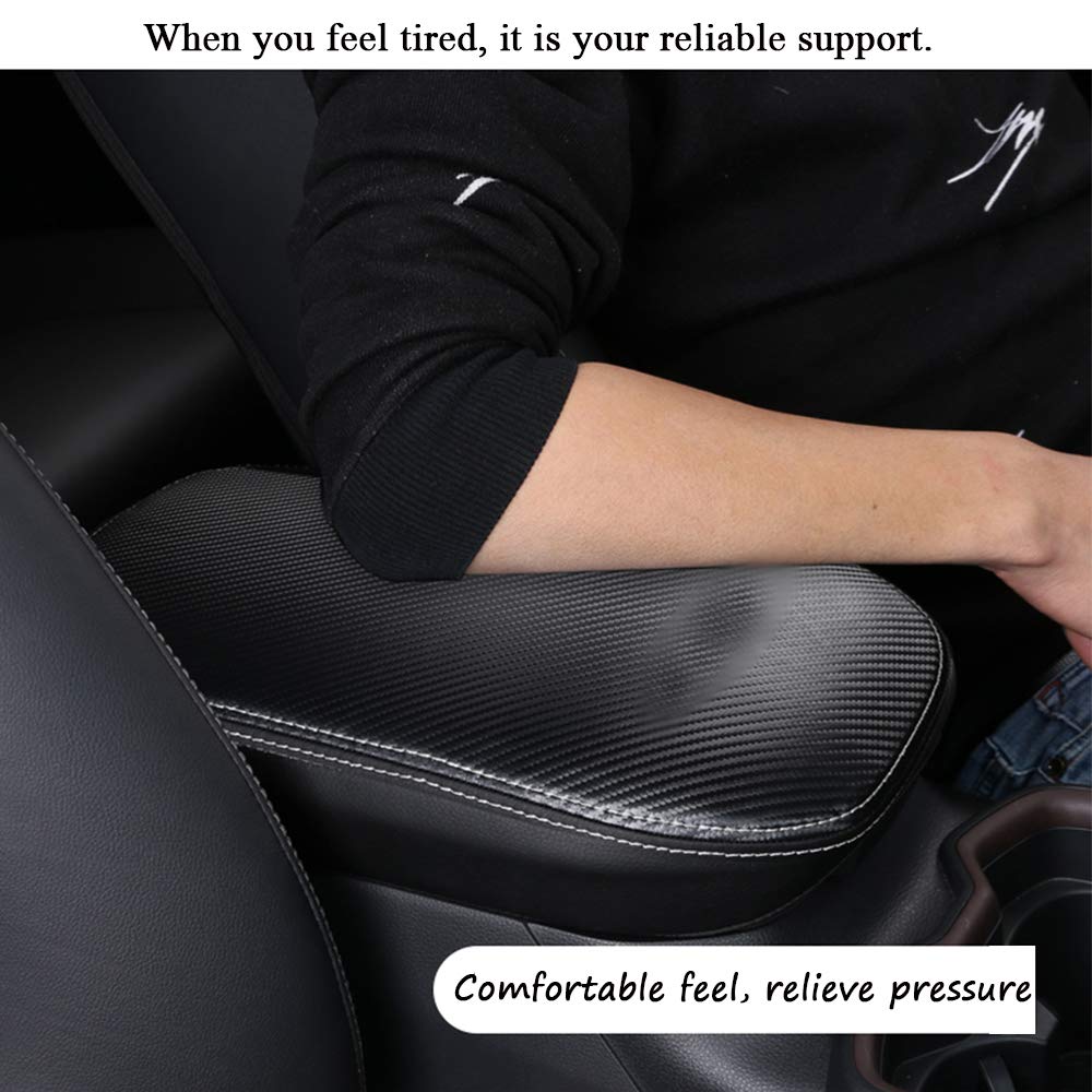 Premium Car Armrest Cover for Toyota RAV4 2019-2025 - Black Carbon Fiber Center Console Protector Pad | Durable Interior Accessories | Perfect for Long Drives & Daily Commutes