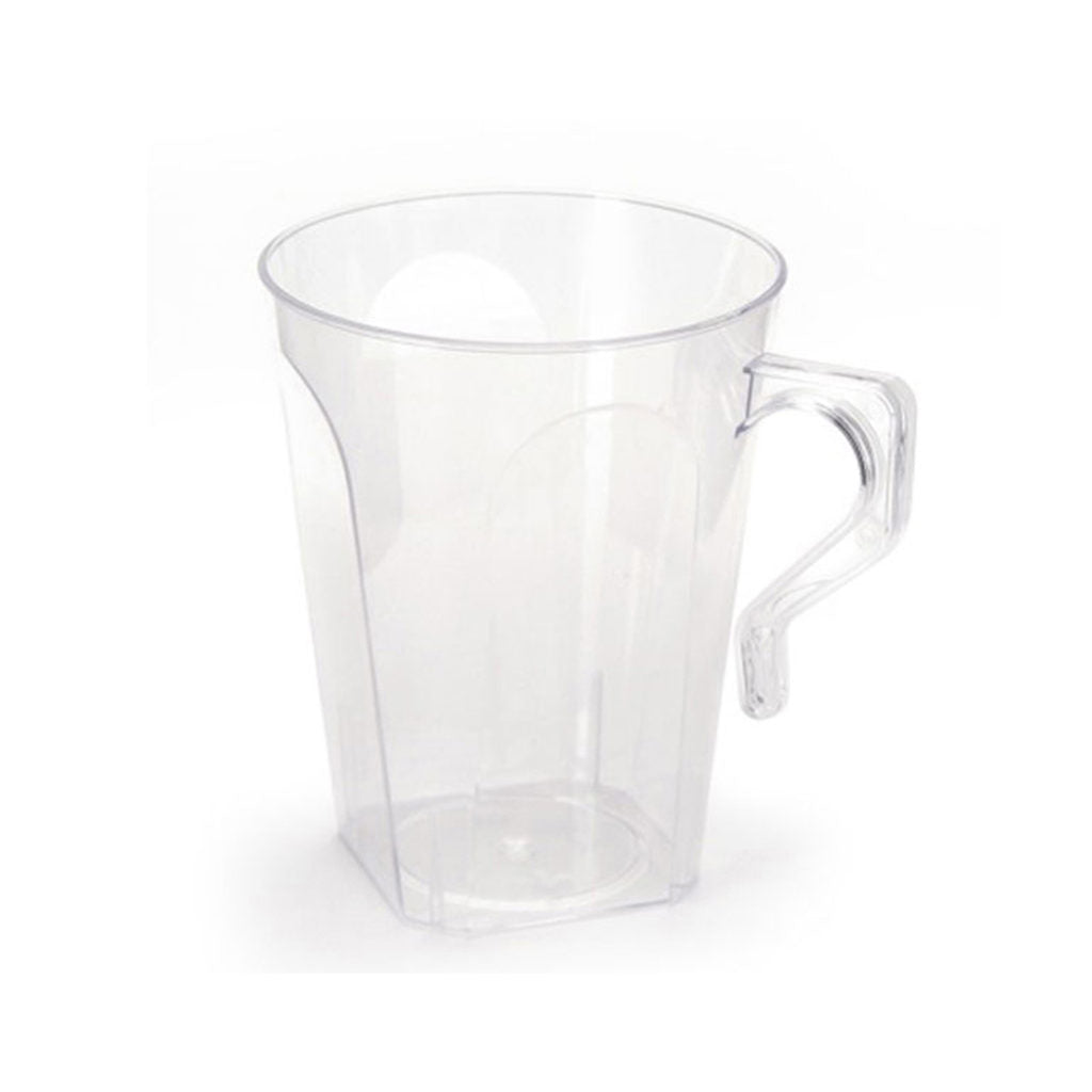 8.5oz Clear Square Plastic Coffee Mugs - 8 Pack - BPA-Free Reusable Travel Tumblers for Hot/Cold Beverages - Perfect for Office, Camping, Picnics & Daily Use