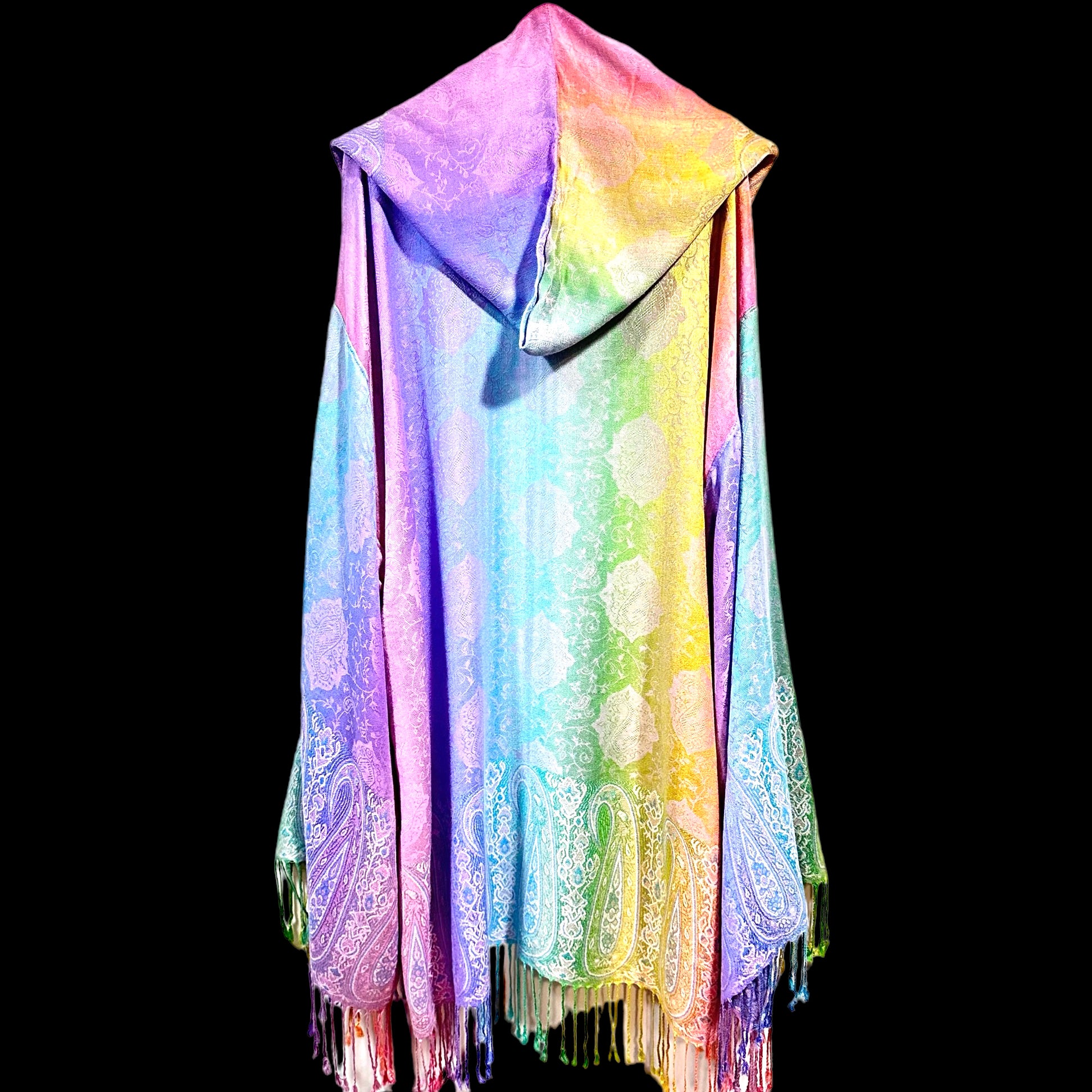 Pastel Rainbow Pashmina Robe - Soft & Cozy Women's Bathrobe for Spa, Lounge & Relaxation at Home