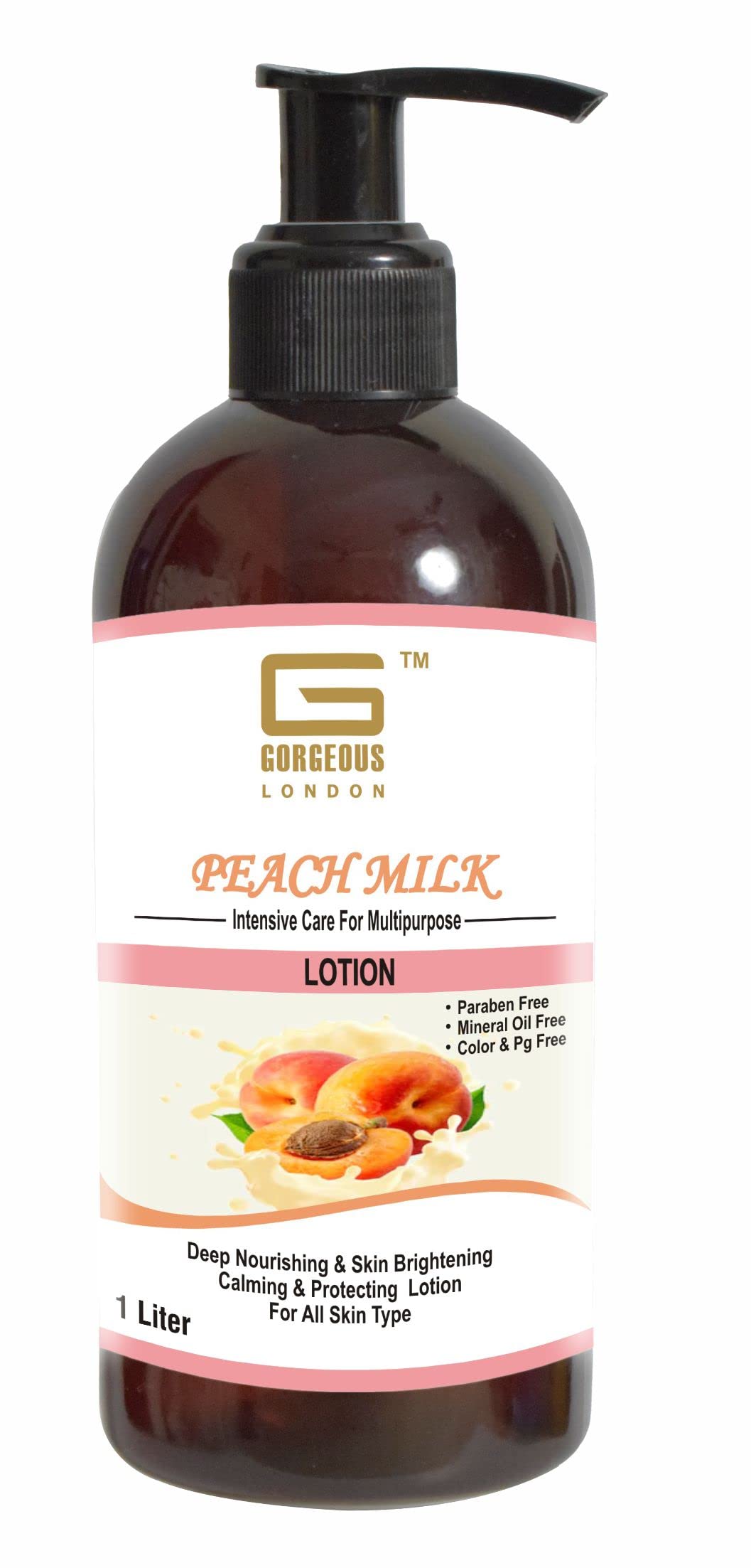 London Peach Milk Lotion - Intensive Moisturizing Body Lotion for All Skin Types, 1 Liter (Pack of 1) | Hydrating & Nourishing Dry Skin, Perfect for Daily Use After Shower or Bath
