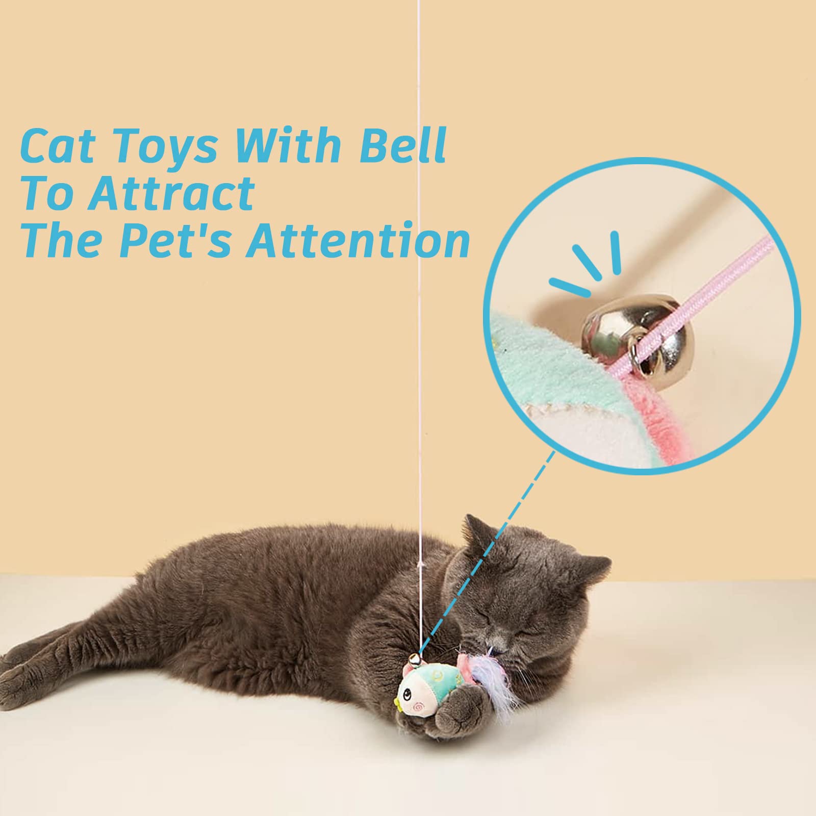 Sobirdos 4-Pack Retractable Cat Hanging Toys - Interactive Exercise Rope for Indoor Cats - Fun Door Bouncing & Jumping Play - Perfect for Playtime, Training & Keeping Cats Active