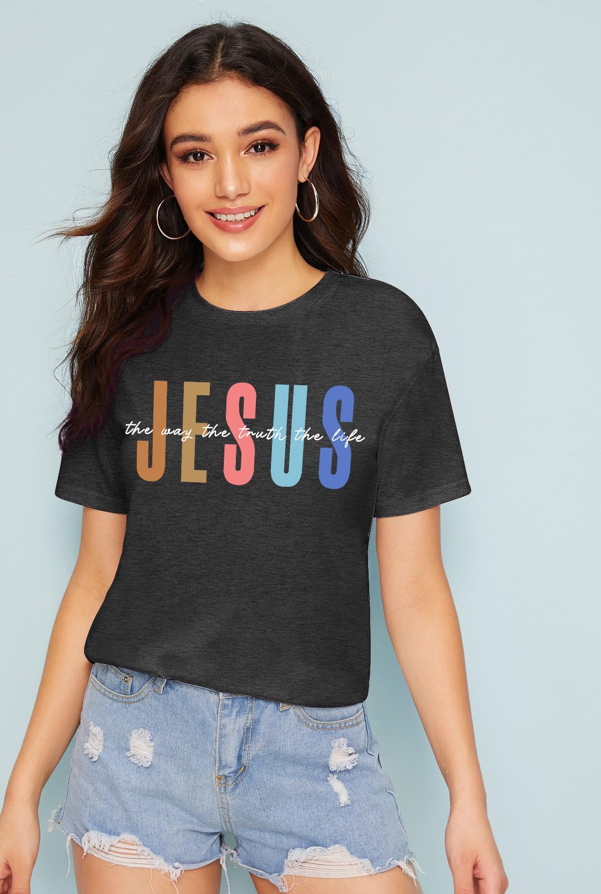 PECHAR Women's Christian T-Shirt - Jesus Faith Religious Tee with Bible Verse - Short Sleeve Christian Apparel for Church, Bible Study & Everyday Wear