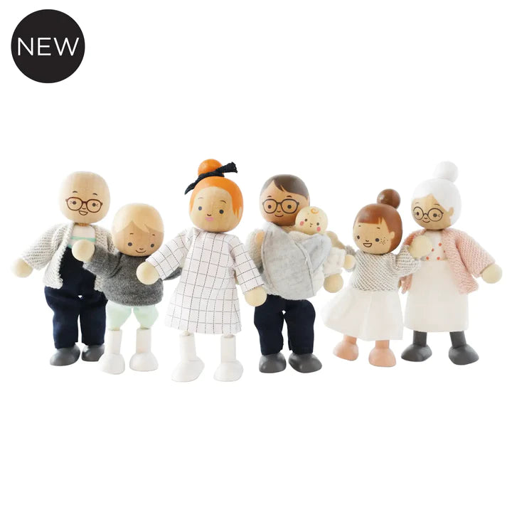 Miniature Doll House Figures - 6-Piece Doll Family Set for Kids, Perfect for Dollhouse Playsets, Role Play & Collectibles