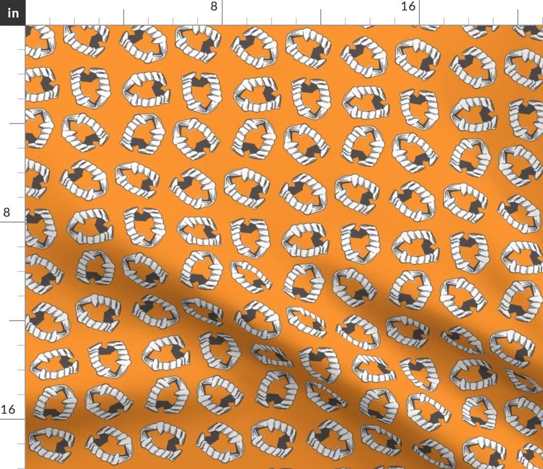 Vampire Teeth Pumpkin Halloween Fabric - Printed Cotton Poplin for Costumes, Quilting & Sewing | Fat Quarter for Dresses, Apparel & DIY Crafts | Perfect for Halloween Decor & Party Outfits