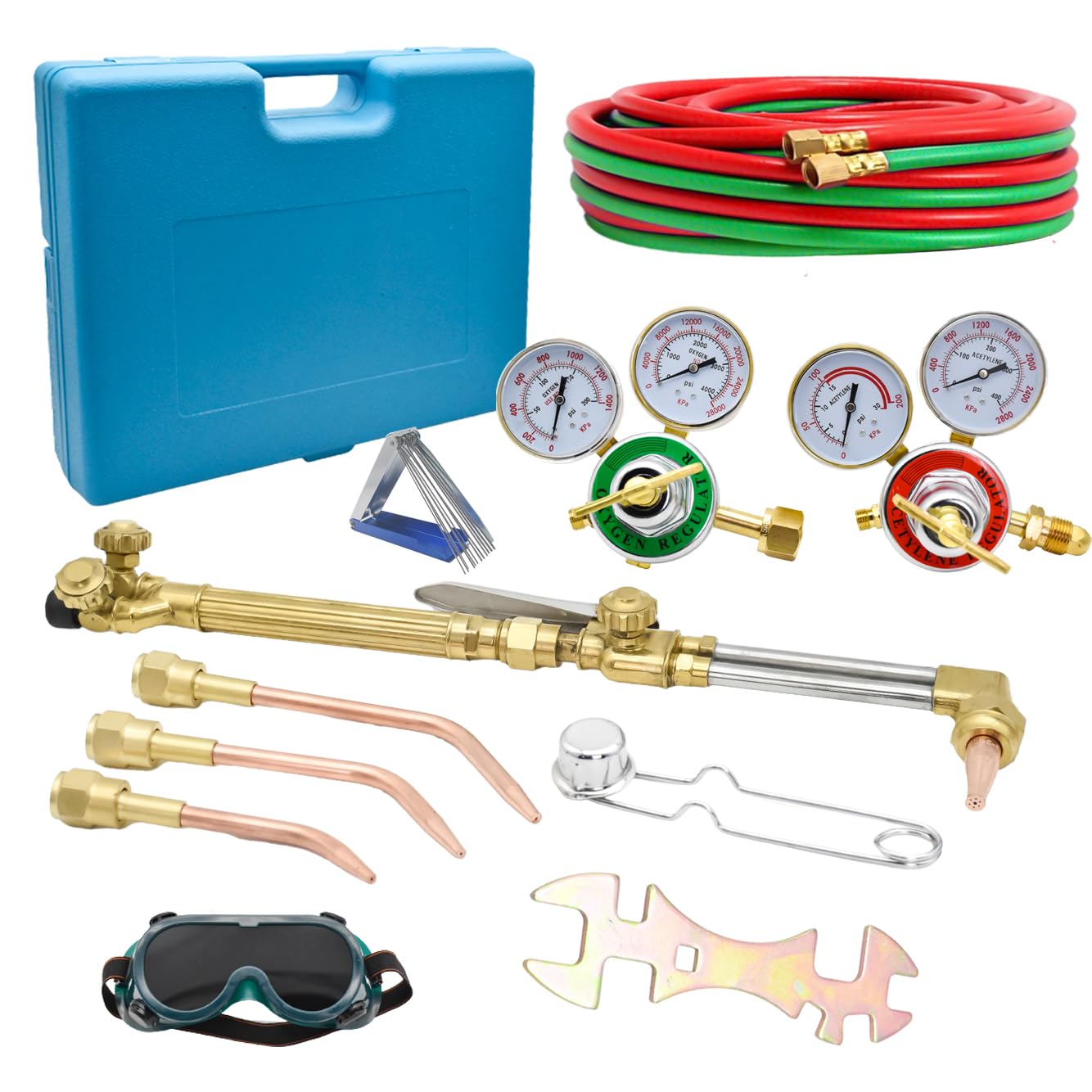 Oxy Acetylene Torch Kit - Medium Duty Cutting & Welding Kit with Dual Gas Hose Regulator Gauges & Storage Case - Perfect for Metal Fabrication, Repair & DIY Projects