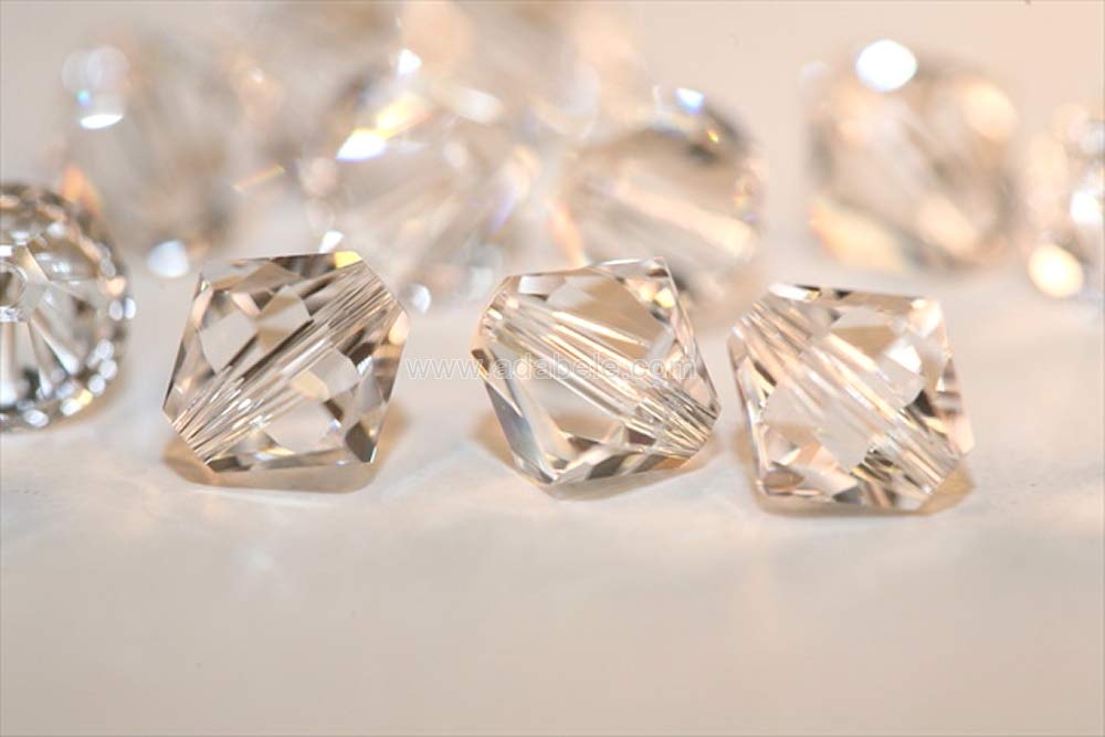 100pcs Authentic Preciosa 3mm (0.12 Inch) Small Faceted Bicone Crystal Beads - Crystal Clear Loose Beads for Jewelry Making, Compatible with Swarovski 5301/5328 (Pre-B301) - Perfect for DIY Bracelets, Necklaces, Earrings & Craft Projects