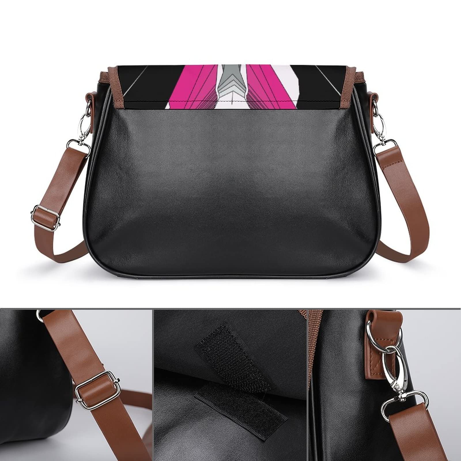 Women's Leather Crossbody Bag - Stylish Printed Abstract Pattern Satchel Shoulder Purse for Casual Outings, Work & Travel