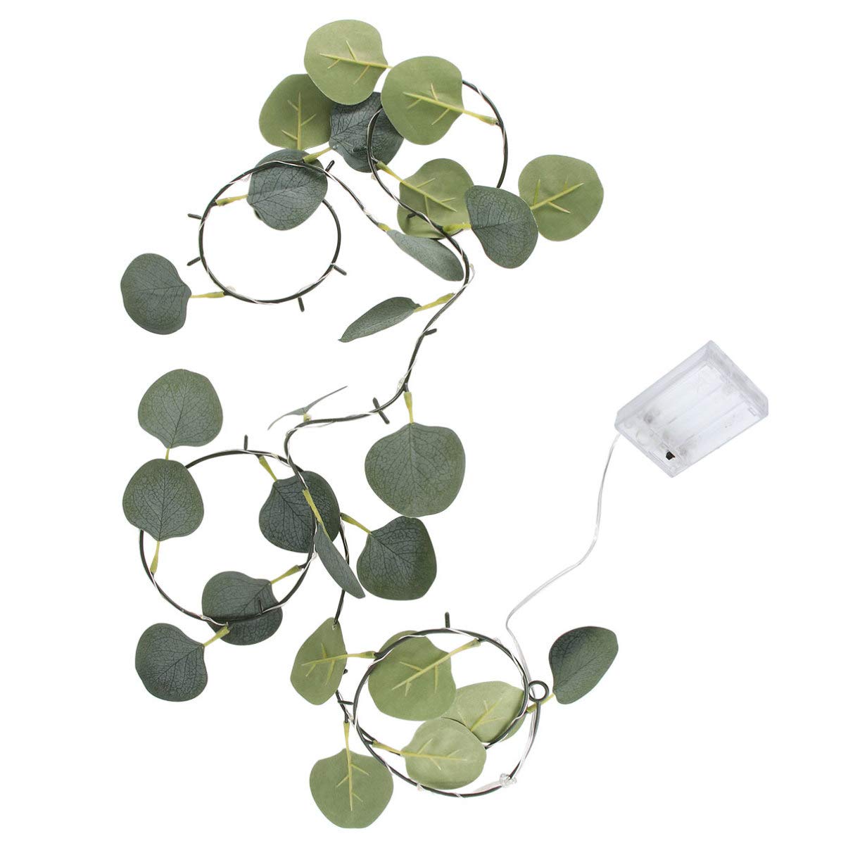 OSALADI Artificial Eucalyptus Leaves Garland with LED Lights - 6.5ft Battery Operated String Lights for Wedding, Party, Wall Decor - Romantic Ambiance for Home, Bedroom, and Outdoor Events