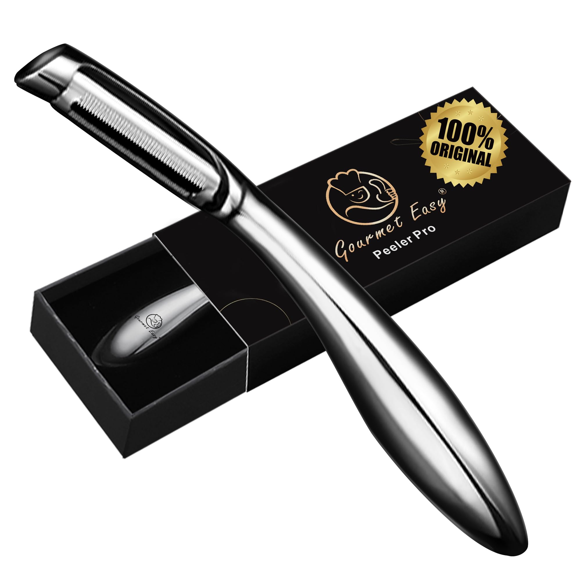 Premium Kitchen Peeler Set - Stainless Steel I Peeler & Y Peeler with Garlic Press and Meat Tenderizer Hammer | 5-Year Warranty | Perfect for Peeling Fruits, Vegetables & Meal Prep