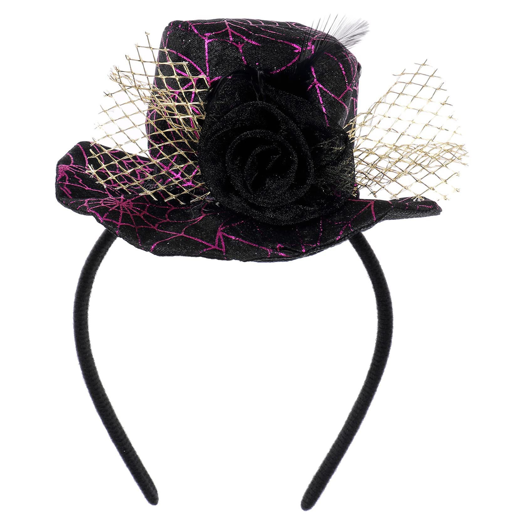 Halloween Spider Web Witch Hat with Lace Veil - Gothic Masquerade Costume Headwear for Women | Perfect for Halloween Parties, Cosplay & Themed Events