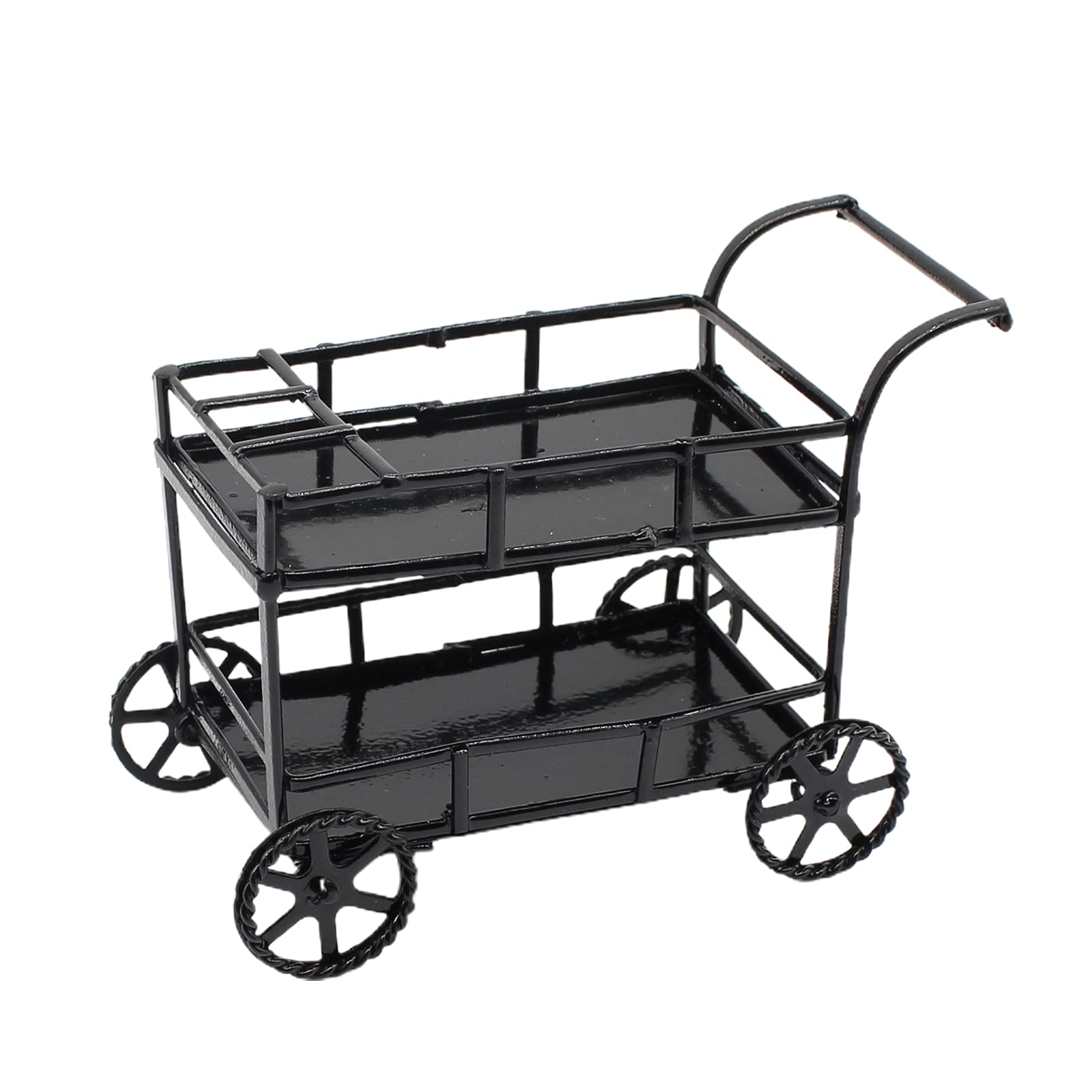 Miniature Black Dollhouse Dining Car Furniture with Slide Wheels - Realistic Kitchen Accessories for Dollhouse Scenes, DIY Miniature Kitchen Decor, and Collectible Display