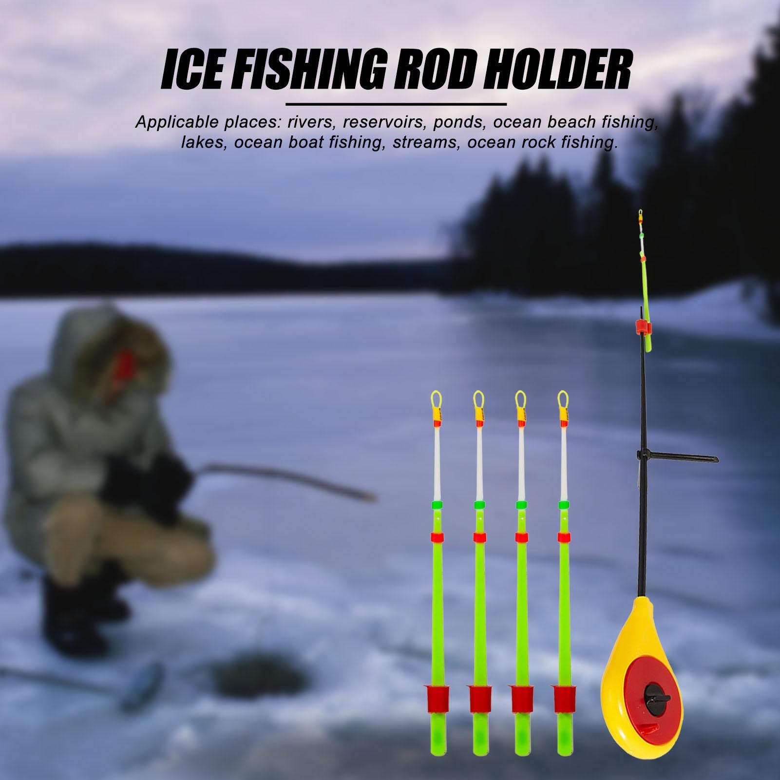 **Ice Fishing Rod - Portable Winter Fishing Pole with Fishing Lines Runner for Lakes, Ponds & Rivers - Yellow | Durable Outdoor Sport Fishing Gear for Ice Anglers**    *(Use Case: Perfect for ice fishing enthusiasts targeting trout, perch, and walleye in frozen lakes and rivers during winter seasons.)*