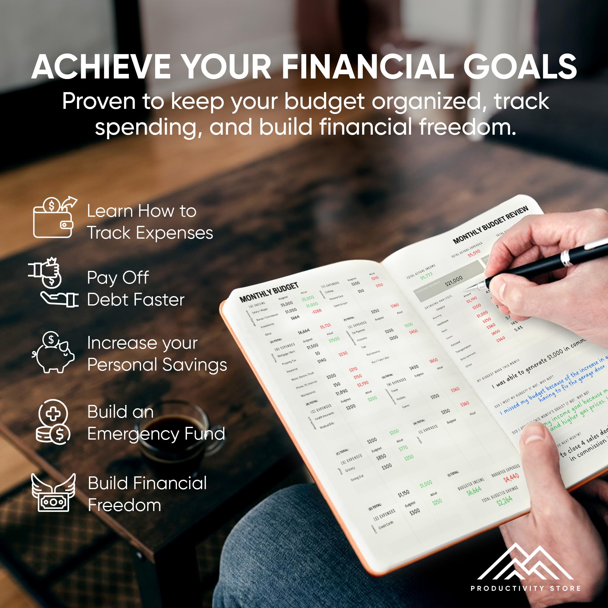2025 Budget Planner & Expense Tracker - 12-Month Financial Organizer with Monthly Bill Tracker, Debt & Savings Log, Includes Budget Stickers | Perfect for Personal Finance Management, College Students & Home Budgeting | Blue Productivity Planner