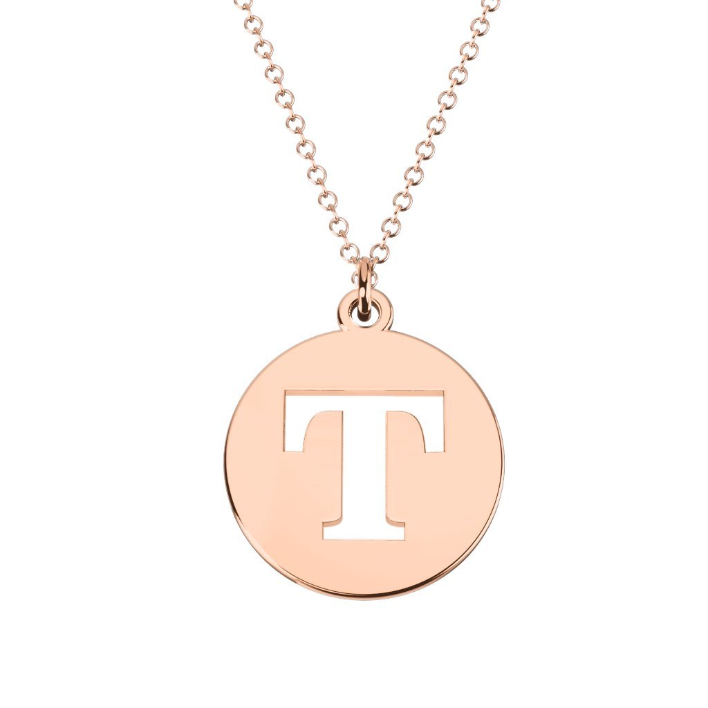 14K Rose Gold Initial Disc Cutout Pendant Necklace - Personalized Name Letter Jewelry for Women - Perfect for Birthdays, Anniversaries & Gifts