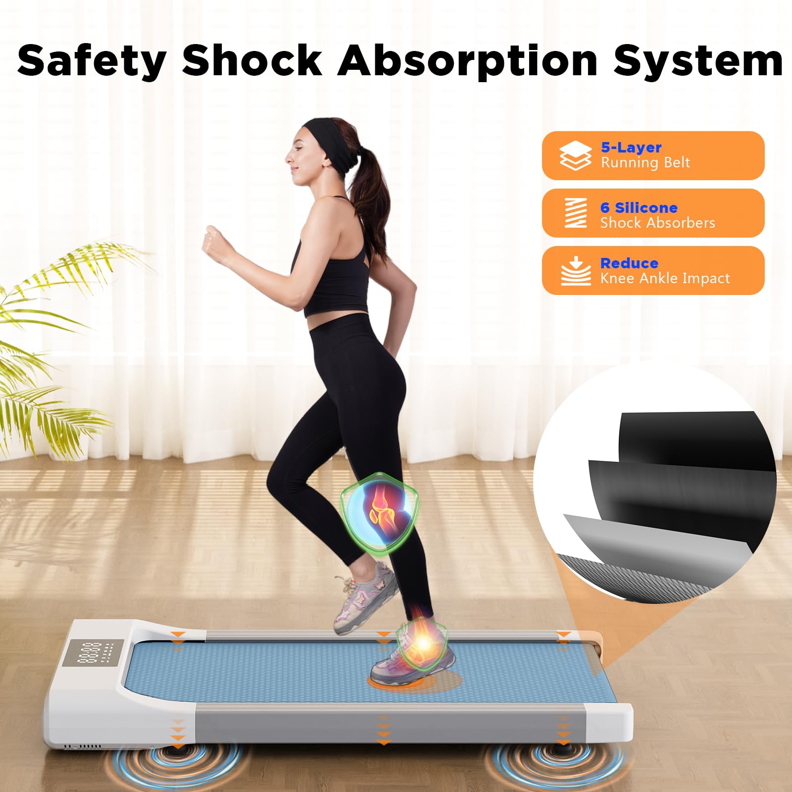 SupeRun 3-in-1 Under Desk Treadmill - Portable Walking Pad with Remote Control & LED Display | 2.5HP Quiet Jogging Machine for Home & Office | 250 lbs Weight Capacity | Perfect for Workouts, Home Gym & Small Spaces