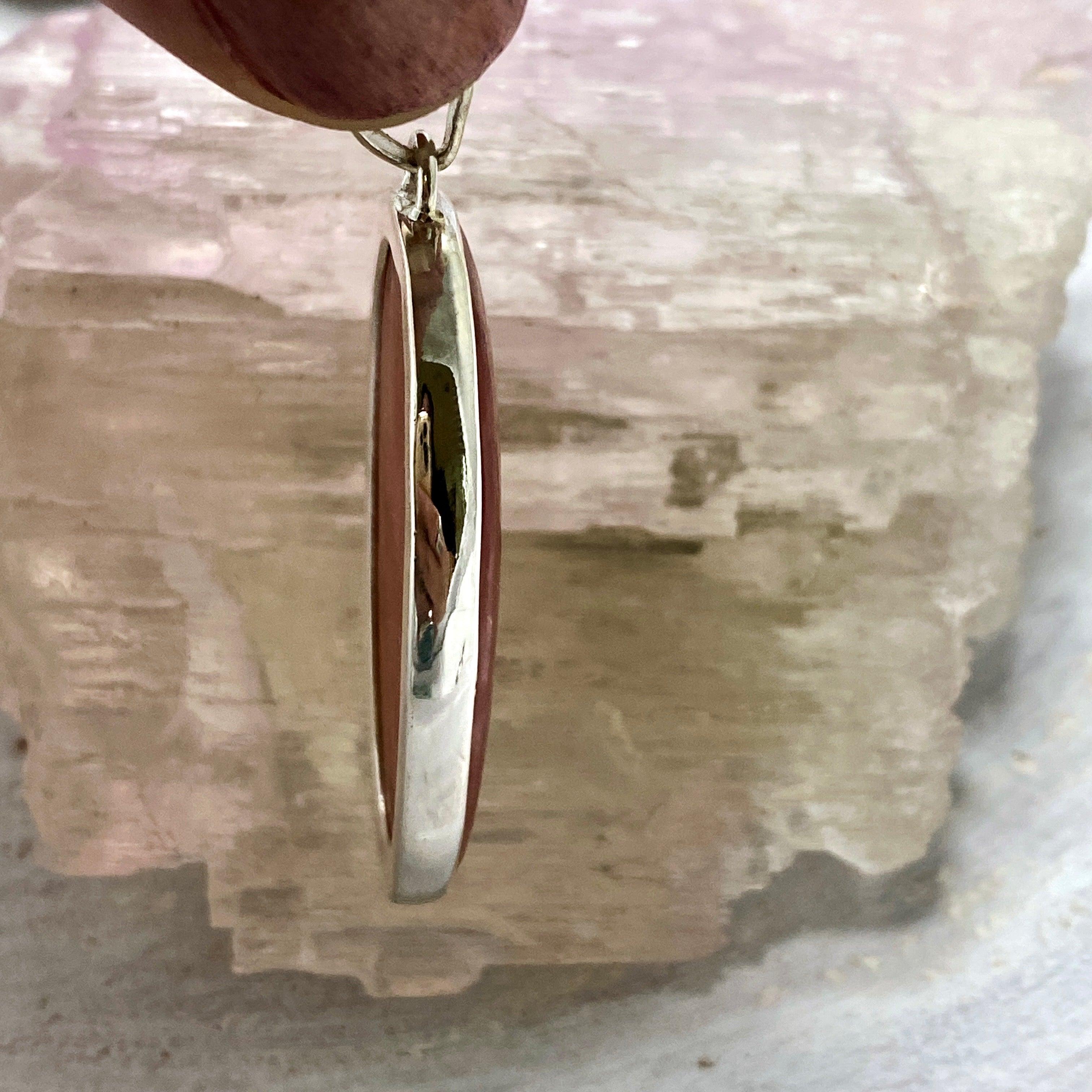 Rhodochrosite Oval Pendant Necklace KPGJ3236 - Elegant Gemstone Jewelry for Women, Gift for Her, Perfect for Parties & Special Occasions