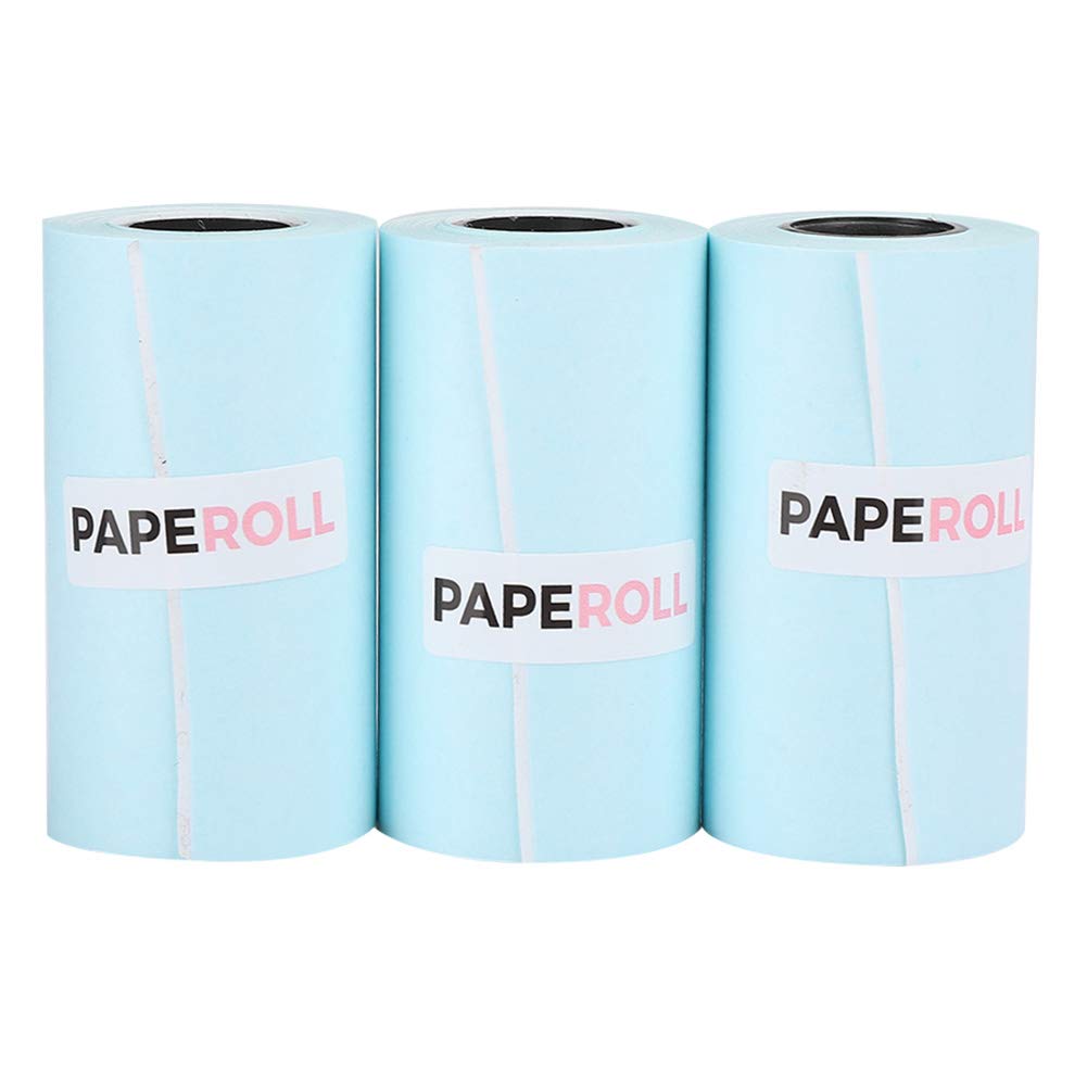 3-Pack Waterproof Thermal Paper Rolls 56mm x 30m - Light Blue Printable Sticker Paper for Peripage Printers, Anti-Friction Coating - Ideal for Shipping Labels, Receipts & Barcode Printing