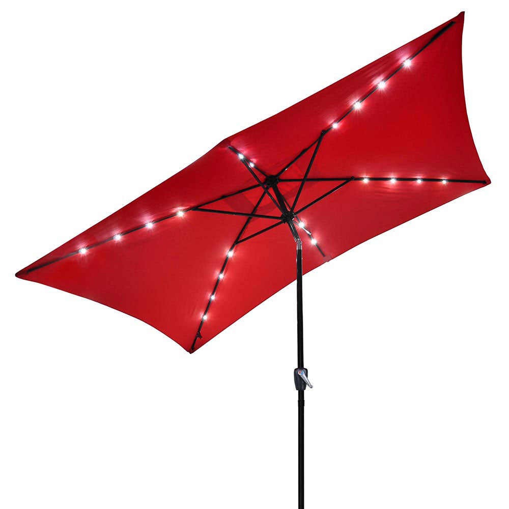 10ft Rectangular Patio Umbrella with Solar LED Lights - Outdoor Garden, Poolside, Backyard Shade Solution - TheLAShop