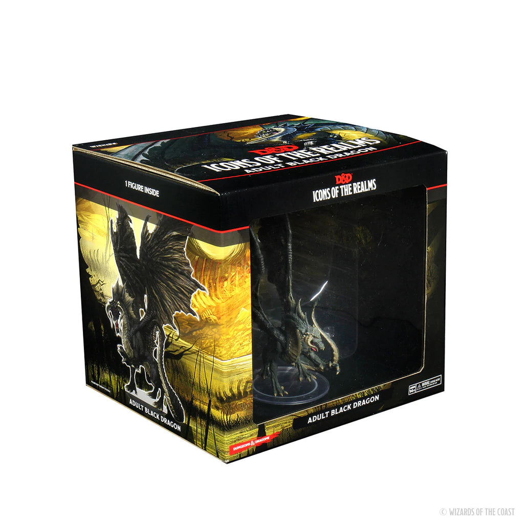 Premium Black Adult Dragon Figure - D&D Icons of the Realms Miniature for Tabletop RPG, Dungeons & Dragons Gameplay & Fantasy Collectibles - Perfect for D&D Campaigns, RPG Battles & Collector Displays