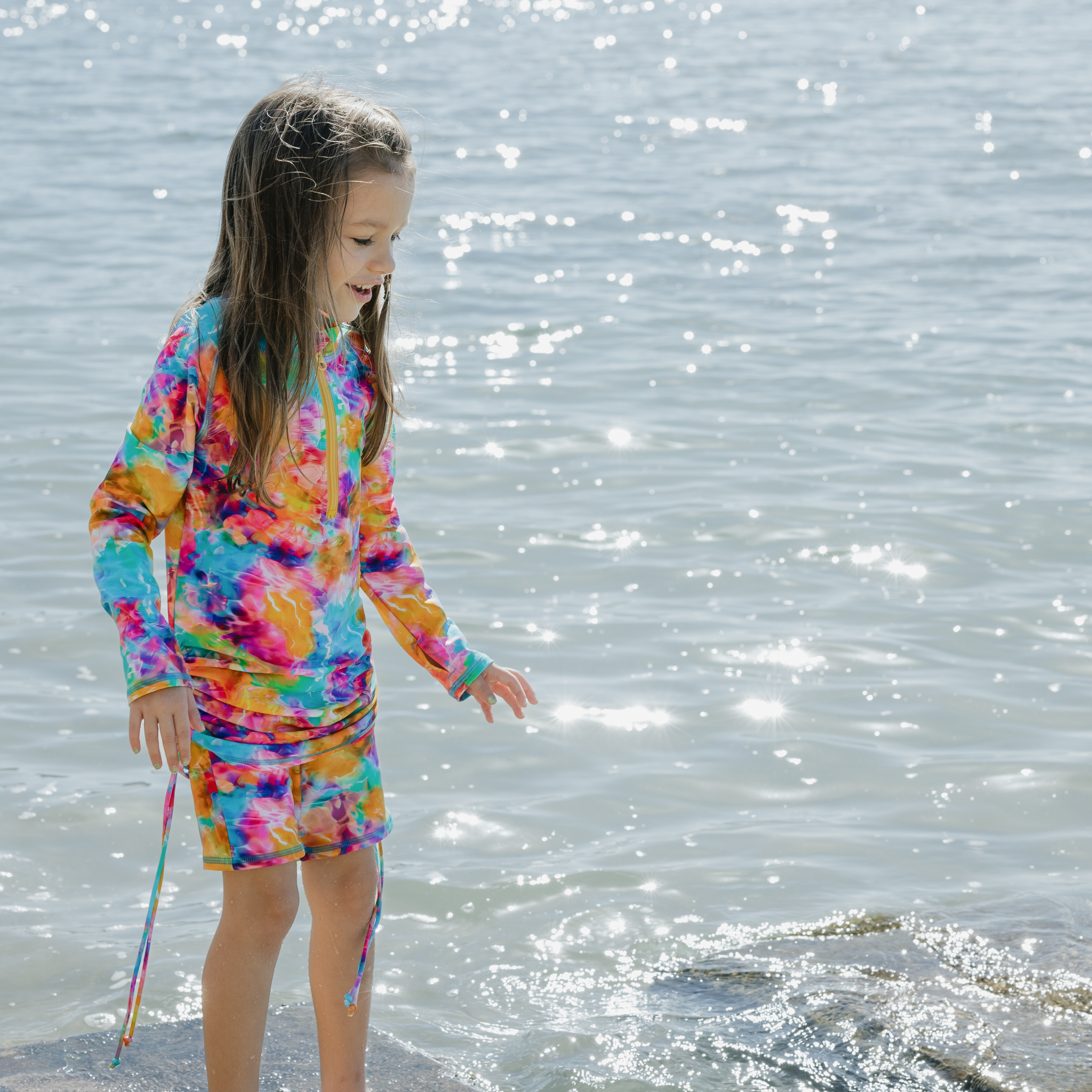 Girls Long Sleeve Swim Dress Cover Up - UV Protection Beach Dress for Kids | Perfect for Pool, Beach Vacation & Summer Outings