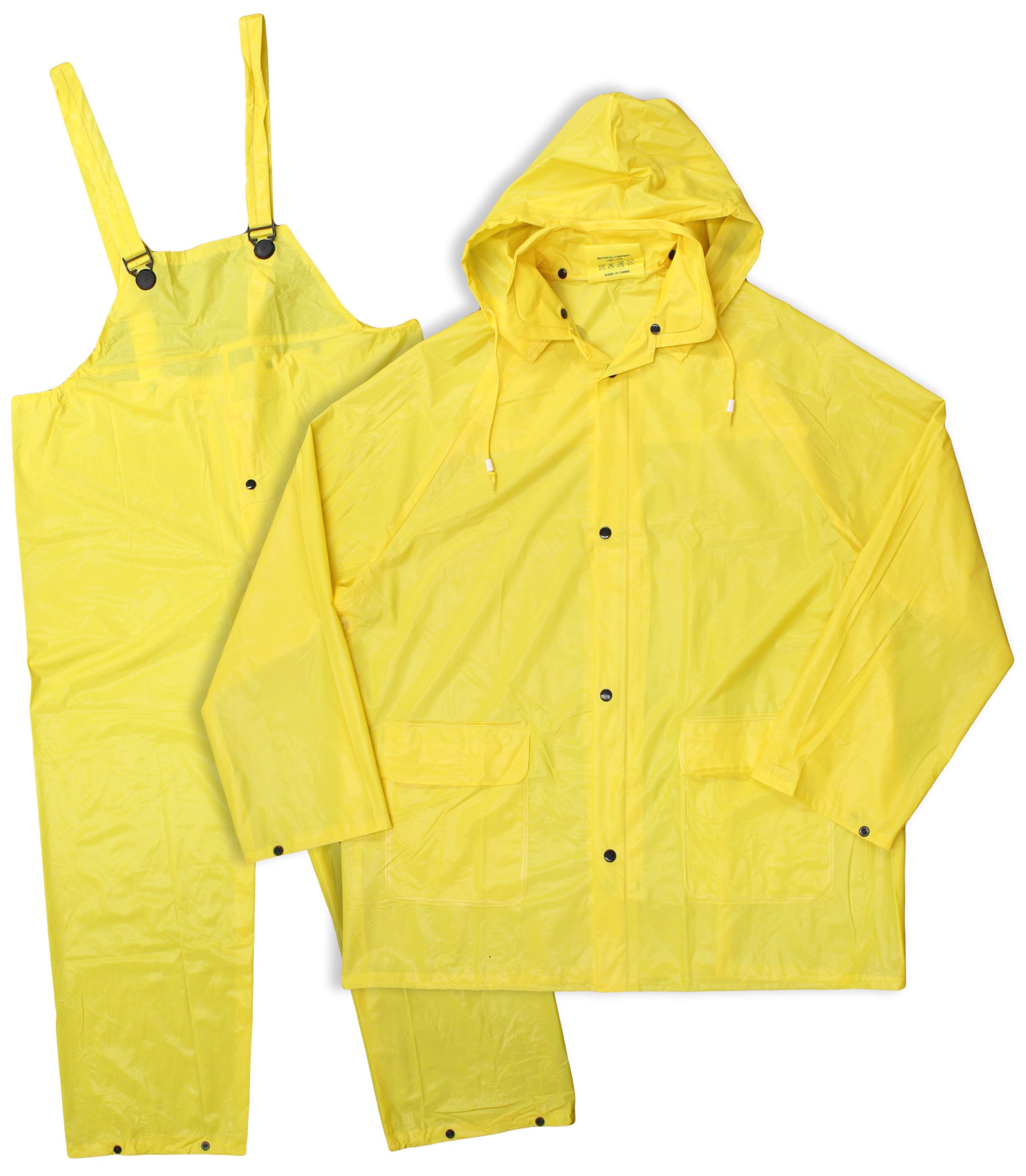 3-Piece Yellow Rain Suit for Men & Women - Waterproof Rain Gear XXL for Outdoor Work, Hiking & Fishing