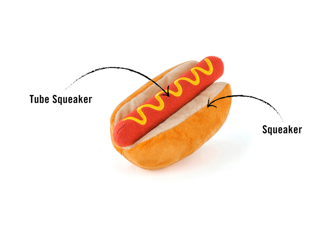 American Classic® Hot Dog Plush Dog Toy by Pet P.L.A.Y. - Durable Chew Toy for Small & Large Dogs - Perfect for Fetch, Tug-of-War & Cuddling