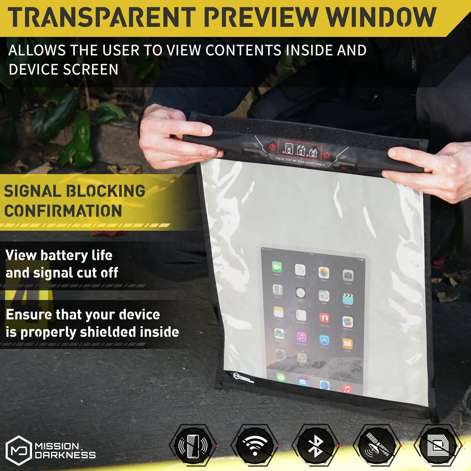 Mission Darkness Faraday Bag for Laptops - EMP Shielded Pouch for Law Enforcement, Military & Privacy Protection | Anti-Hacking, Anti-Tracking & Data Security | Perfect for Travel, Business Meetings & Secure Device Storage