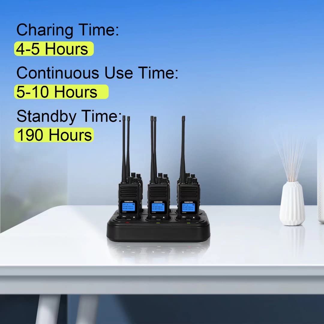 6-Port Rapid Charging Station for Walkie Talkies - SAMCOM Multi-Unit Gang Charger with Removable AC Adapter | Compatible with FPCN30A & Batteries (1 Pack) | Ideal for Security Teams, Event Staff & Outdoor Adventures