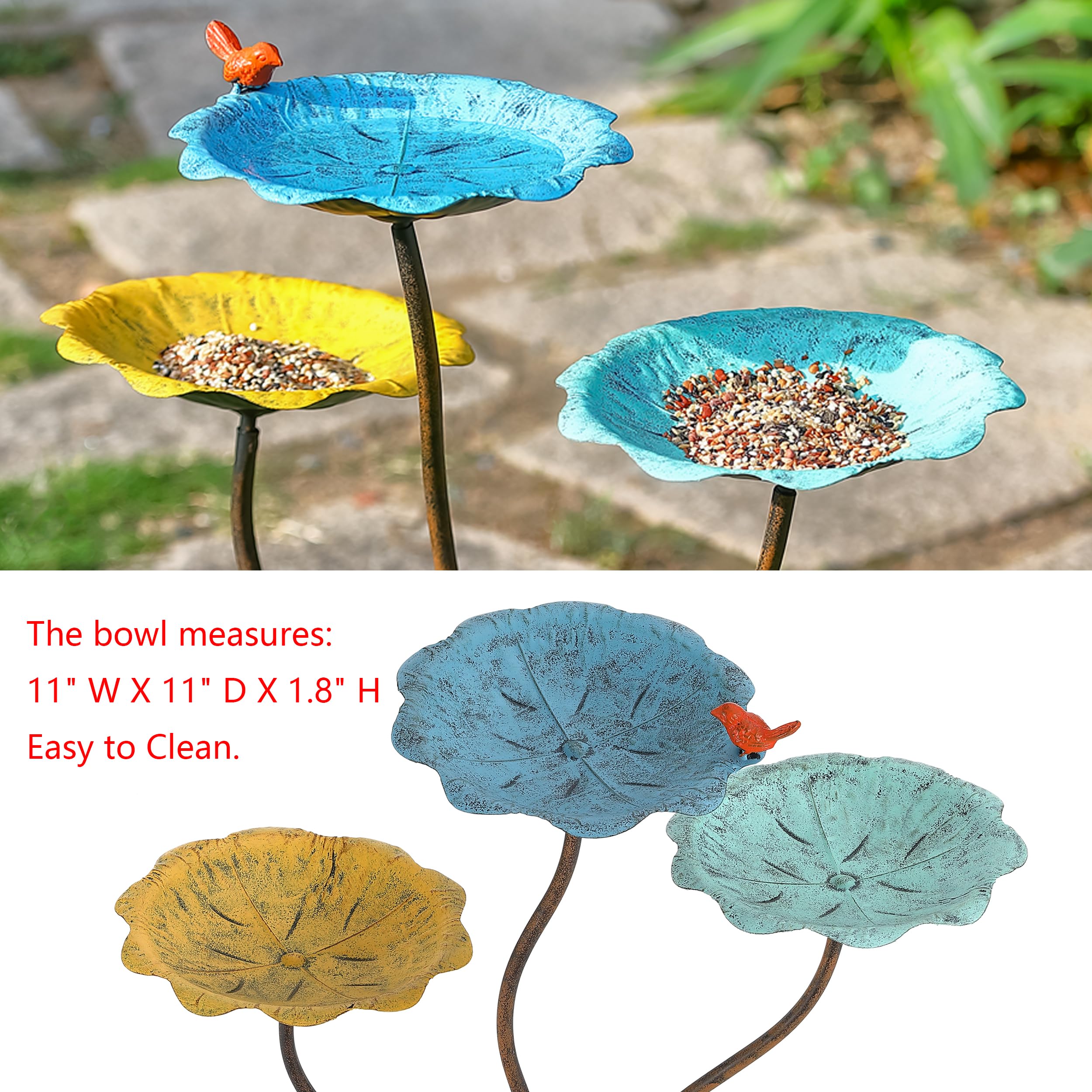 Heavy Duty Cast Iron Pedestal Bird Bath and Feeder Combo for Outdoor Garden - Stable, Weatherproof & Easy to Clean Wildlife Water Fountain - Perfect for Attracting Birds to Your Backyard, Patio or Lawn Decoration