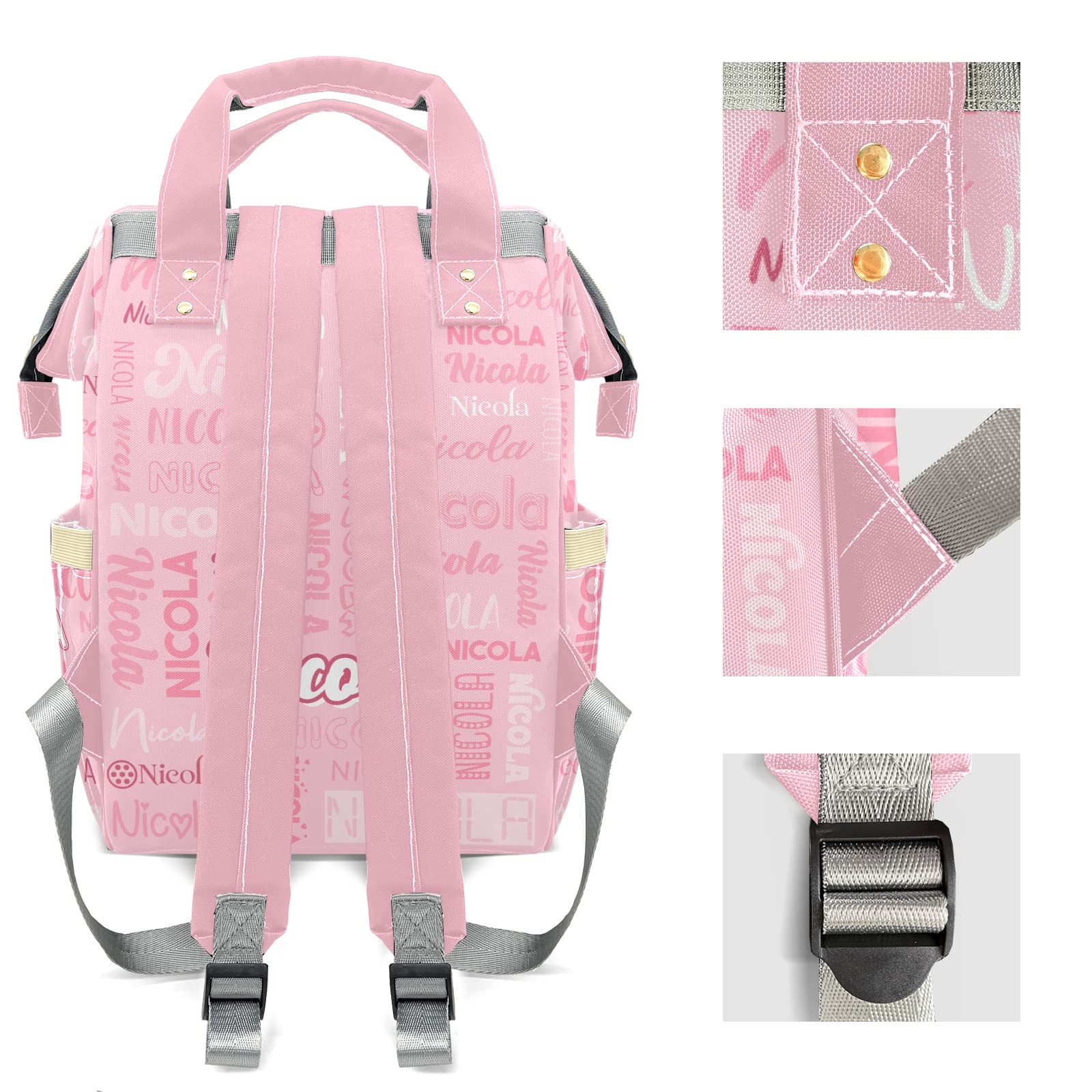 Large Capacity Custom Diaper Bag with Name - Multifunctional Personalized Baby Backpack for Girls & Boys | Waterproof Fashion Shoulder Bag & Travel Daypack for Moms | Perfect for Nursery, Daycare, Shopping & Family Outings