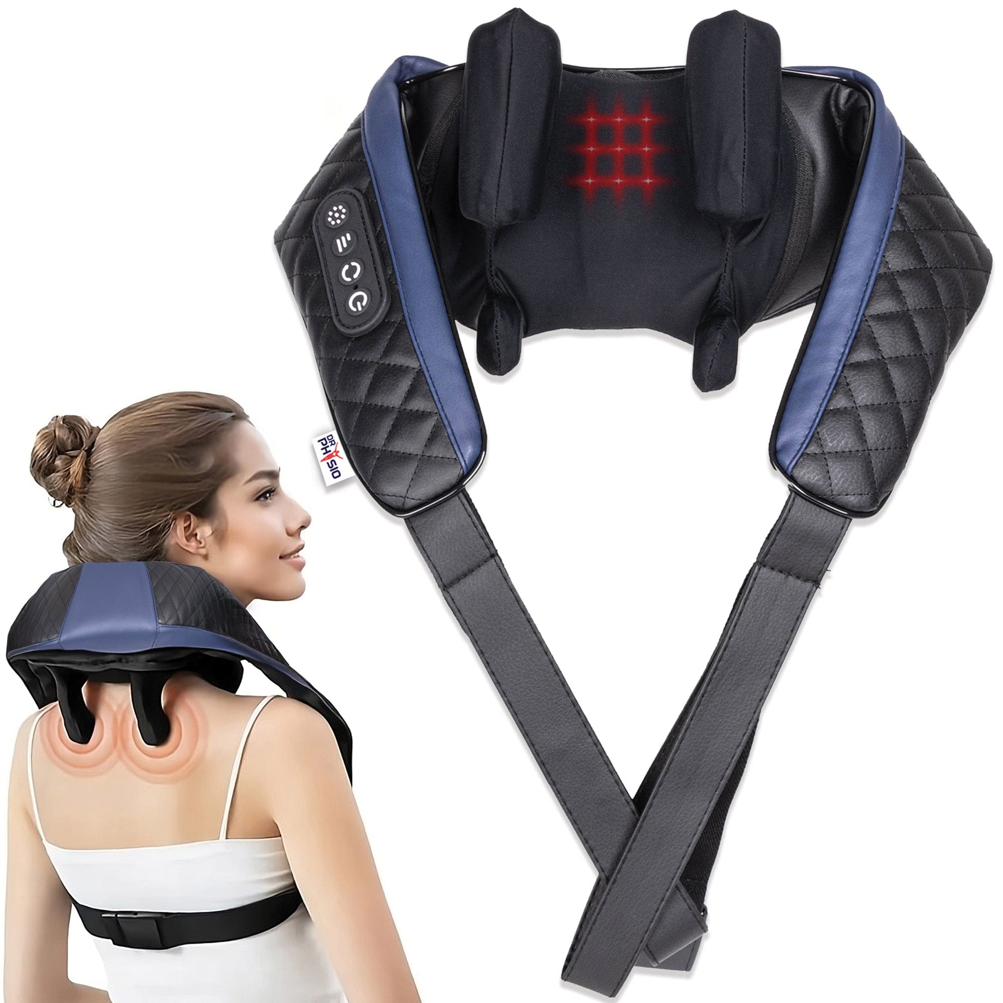 Rechargeable Neck Shoulder & Back Massager with Infrared Heat - Hands-Free Deep Tissue Shiatsu Massage Machine for Full Body Pain Relief - Perfect Gift for Men & Women - Ideal for Home, Office & Travel Relaxation