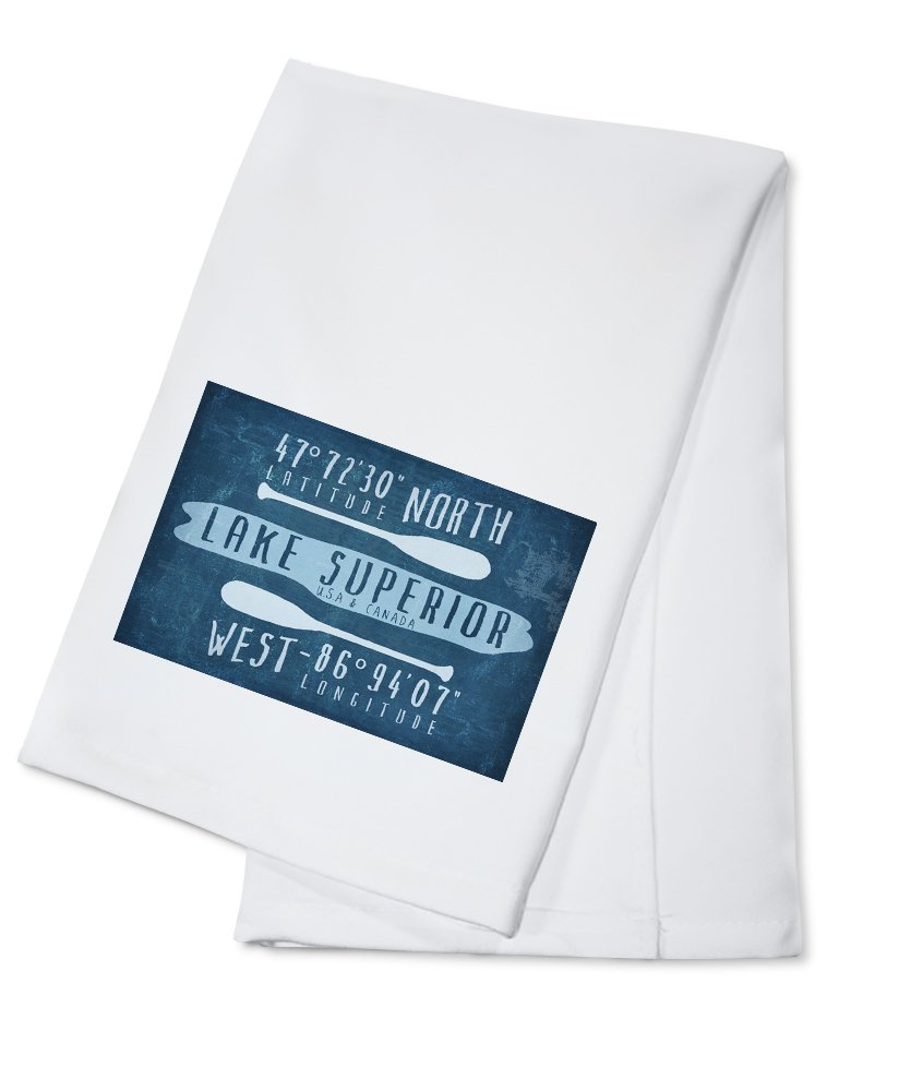 Lake Superior Wisconsin Coordinates Tea Towel - 100% Cotton Decorative Hand Towel for Kitchen & Home - Perfect for Cooking, Drying Dishes & Coastal-Themed Decor