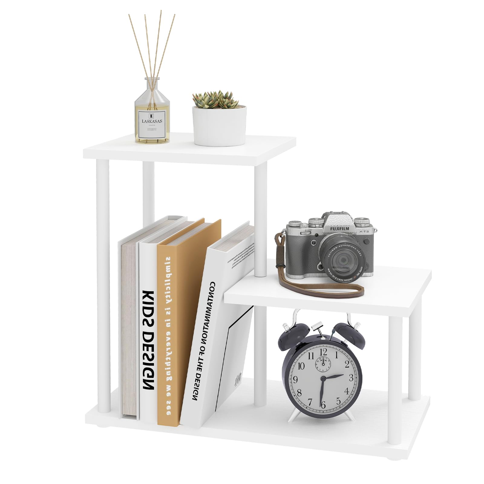 Wooden Desk Shelf Organizer - Desktop Riser Stand for Office Decor, Books & Accessories | Stylish Small Bookshelf for Home, Kitchen Counter Display & Workspace Organization