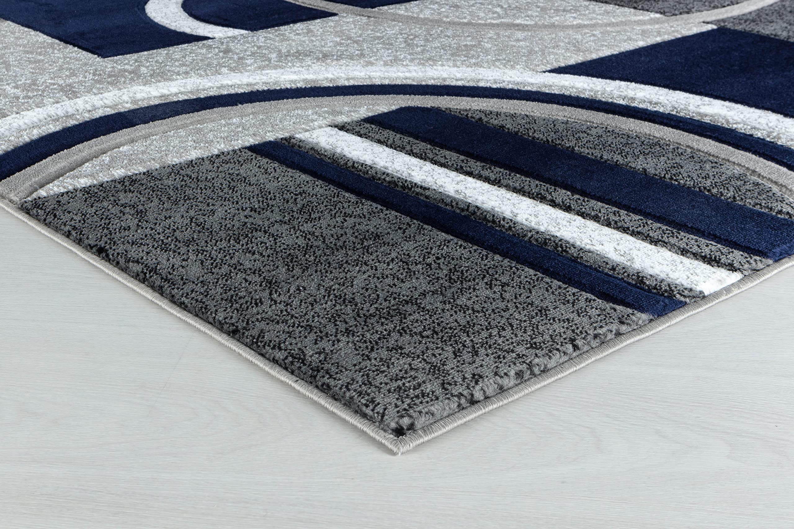 Premium Soft Hand Carved Modern Area Rug - Fluffy Textured Contemporary Floor Carpet for Living Room, Dining Room & Bedroom - Non-Slip Indoor Decor (2x3 Feet, Navy Blue) | Cozy Home Accent for Family Gatherings & Relaxation