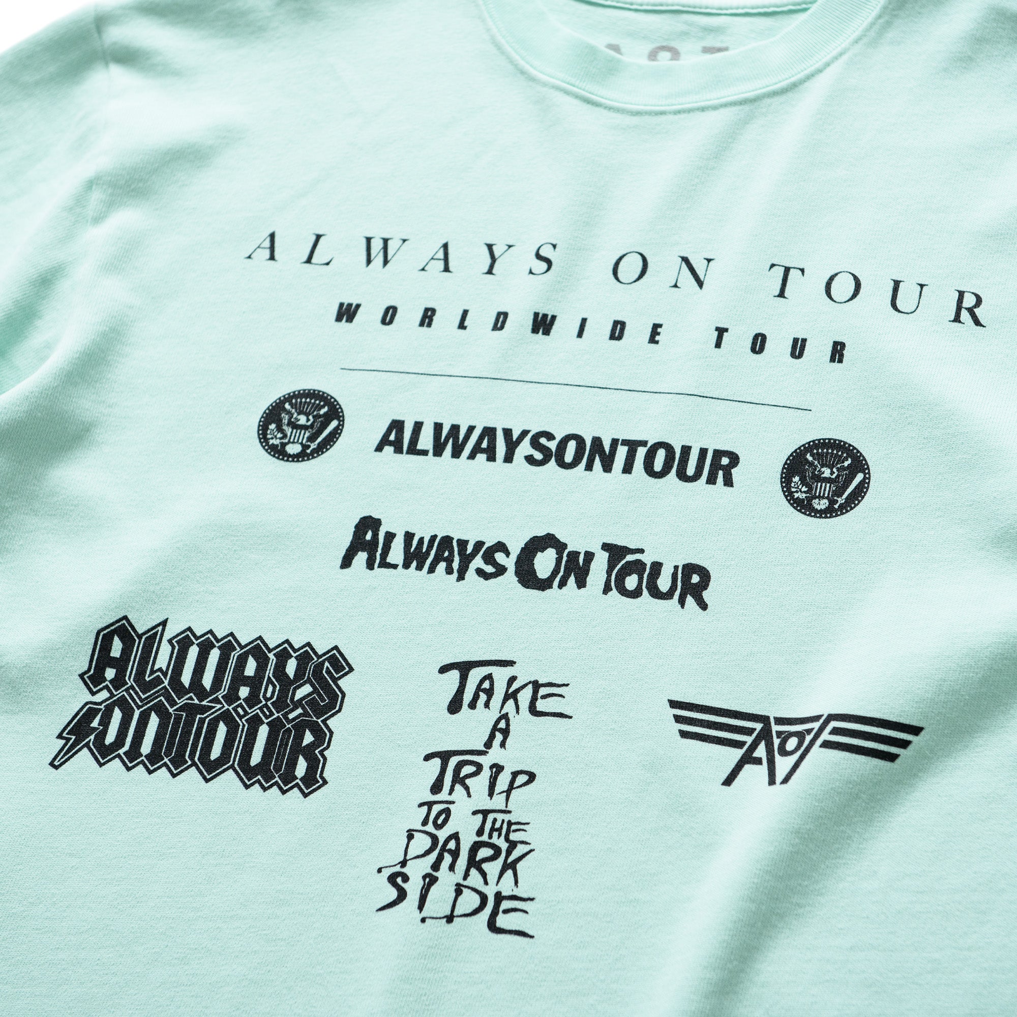 Always On Tour Band Drop Tee - Soft Mint Green Cotton T-Shirt for Concerts & Music Festivals | Trendy Unisex Streetwear for Casual Outings