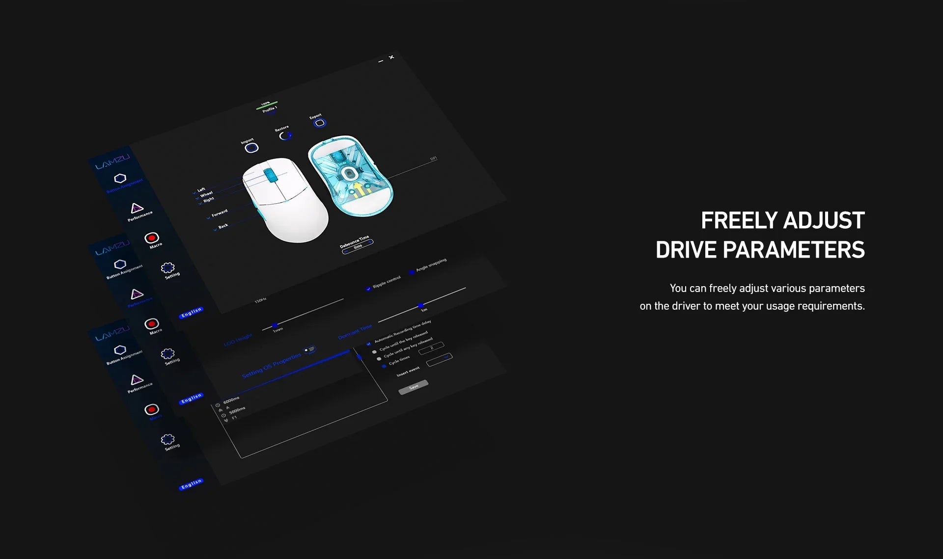 Lamzu Atlantis OG V2 Pro Wireless Gaming Mouse - 4K Compatible, Lightweight Ergonomic Design, Miami Blue Color - Perfect for FPS, MOBA & Esports Gaming