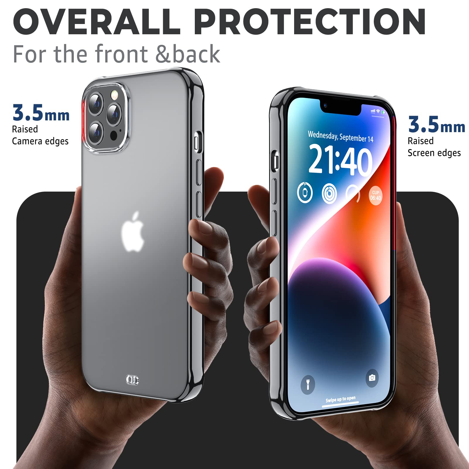 ORIbox iPhone 13 Pro Max Case - Matte Black Translucent Protective Cover with Soft Edges, Slim Lightweight Design for iPhone 13 Pro Max (6.7