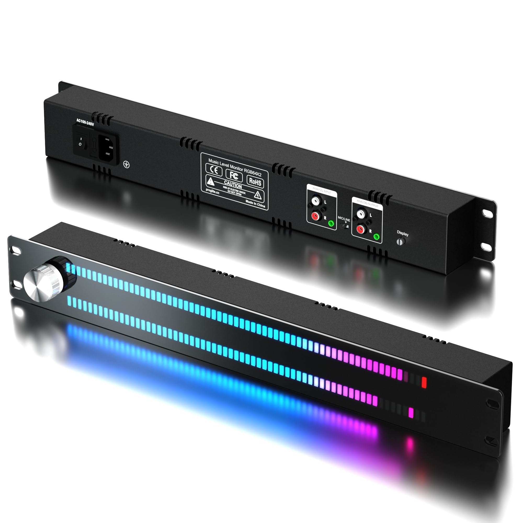 Professional Audio Spectrum Analyzer 1.5U VU Meter - LED Music Level Indicator with Voice/Remote Control for Home Studio, DJ Setup & Ambient Lighting | Perfect for Music Visualization, Karaoke Nights & Party Decor