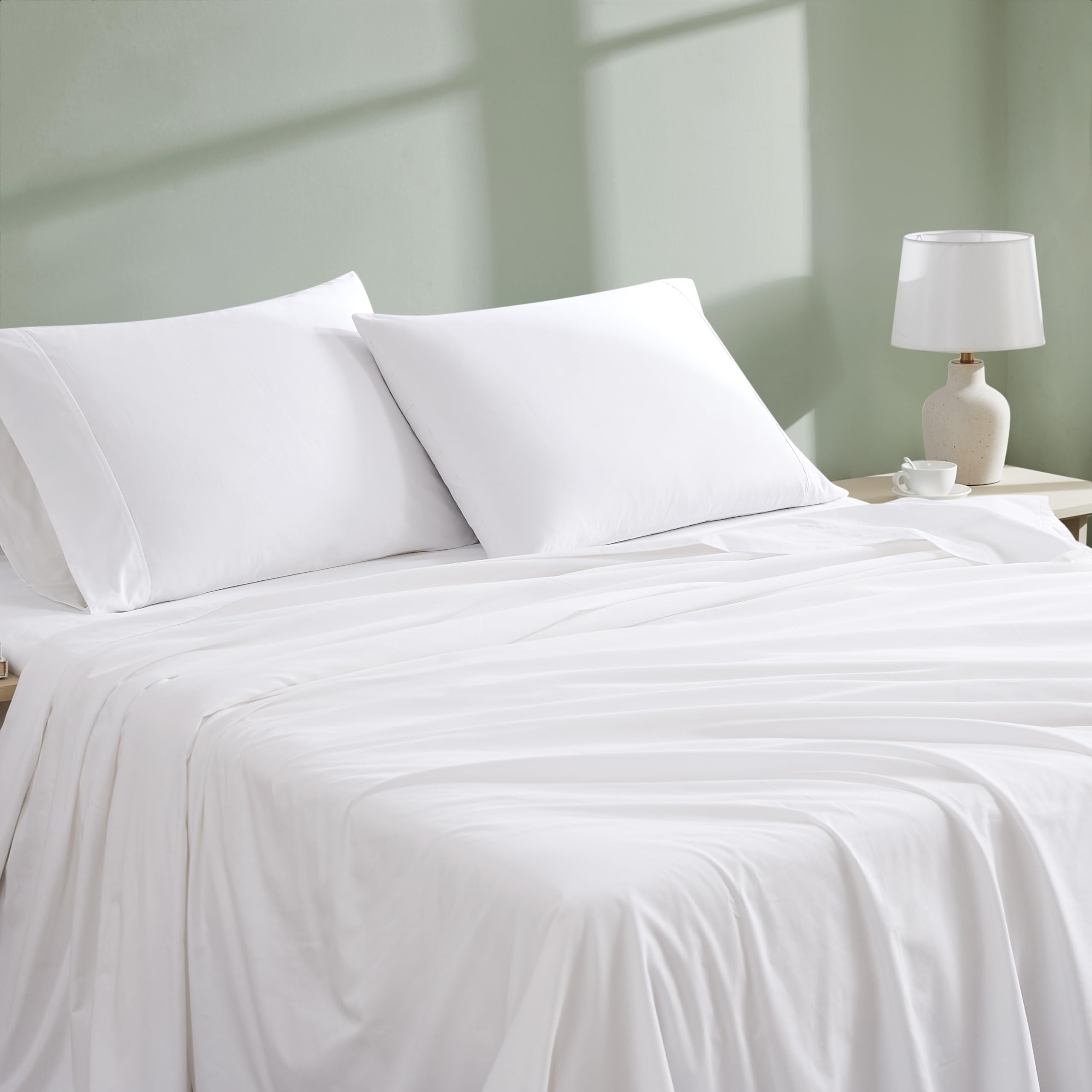 Luxury 300 Thread Count Organic Cotton 4-Piece King Sheet Set - Arctic White | Breathable & Hypoallergenic Bedding for Ultimate Comfort | Perfect for Master Bedrooms, Guest Rooms & Hotels