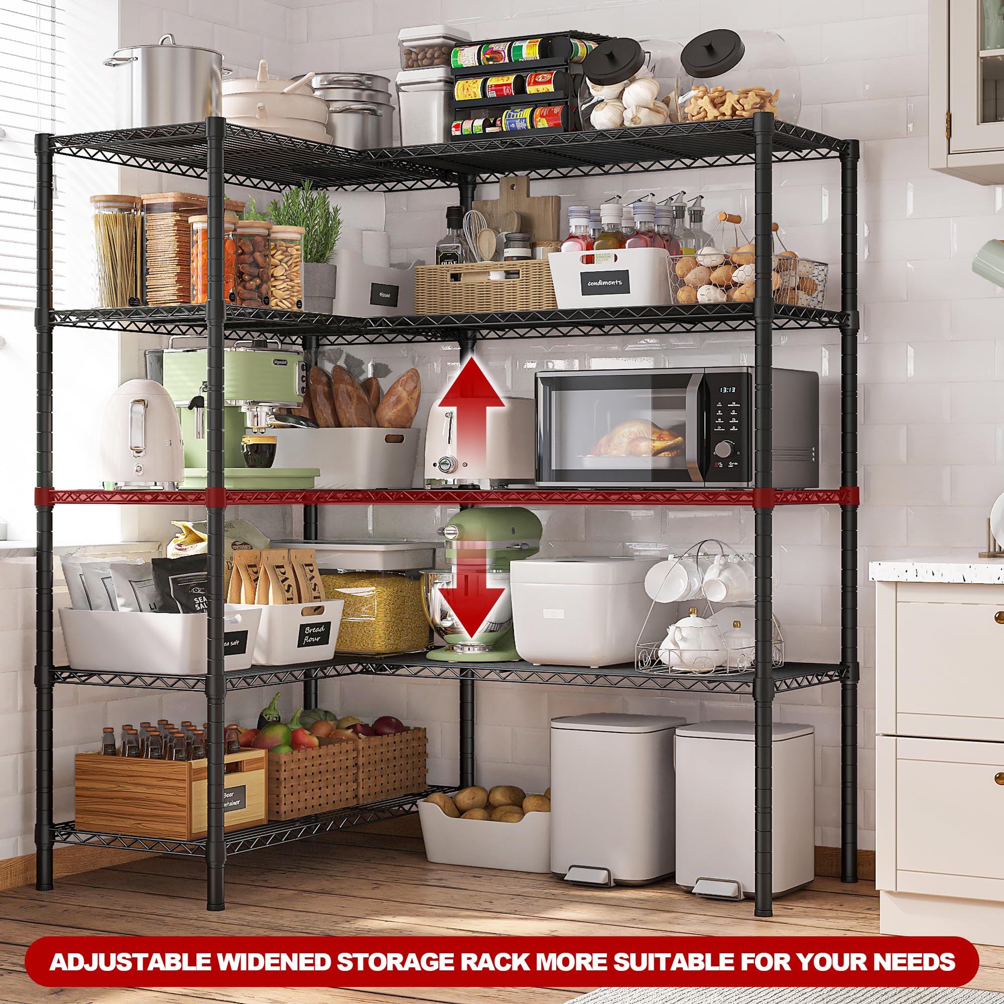 REIBII 5-Tier Heavy Duty Metal Shelving Unit - 58