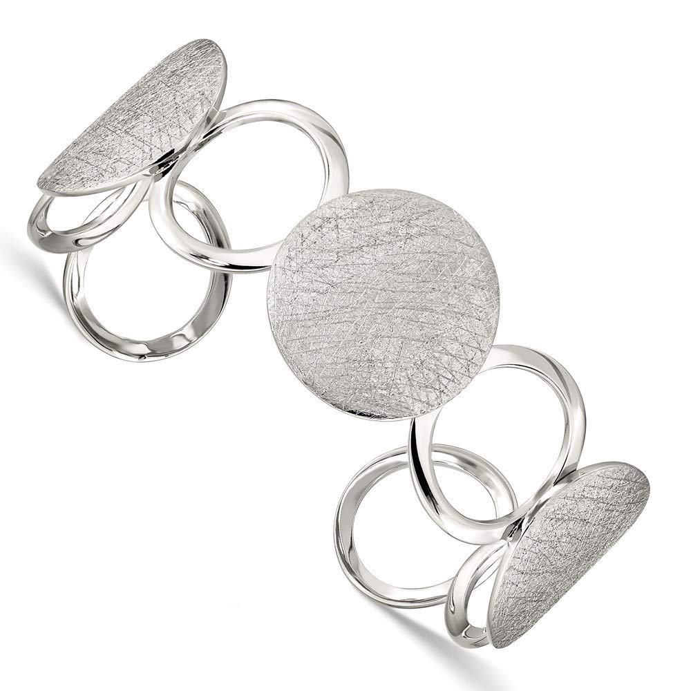 925 Sterling Silver Stackable Circle Cuff Bangle Bracelet for Women - Polished & Textured Design, Perfect for Layering, Everyday Wear & Gift Giving