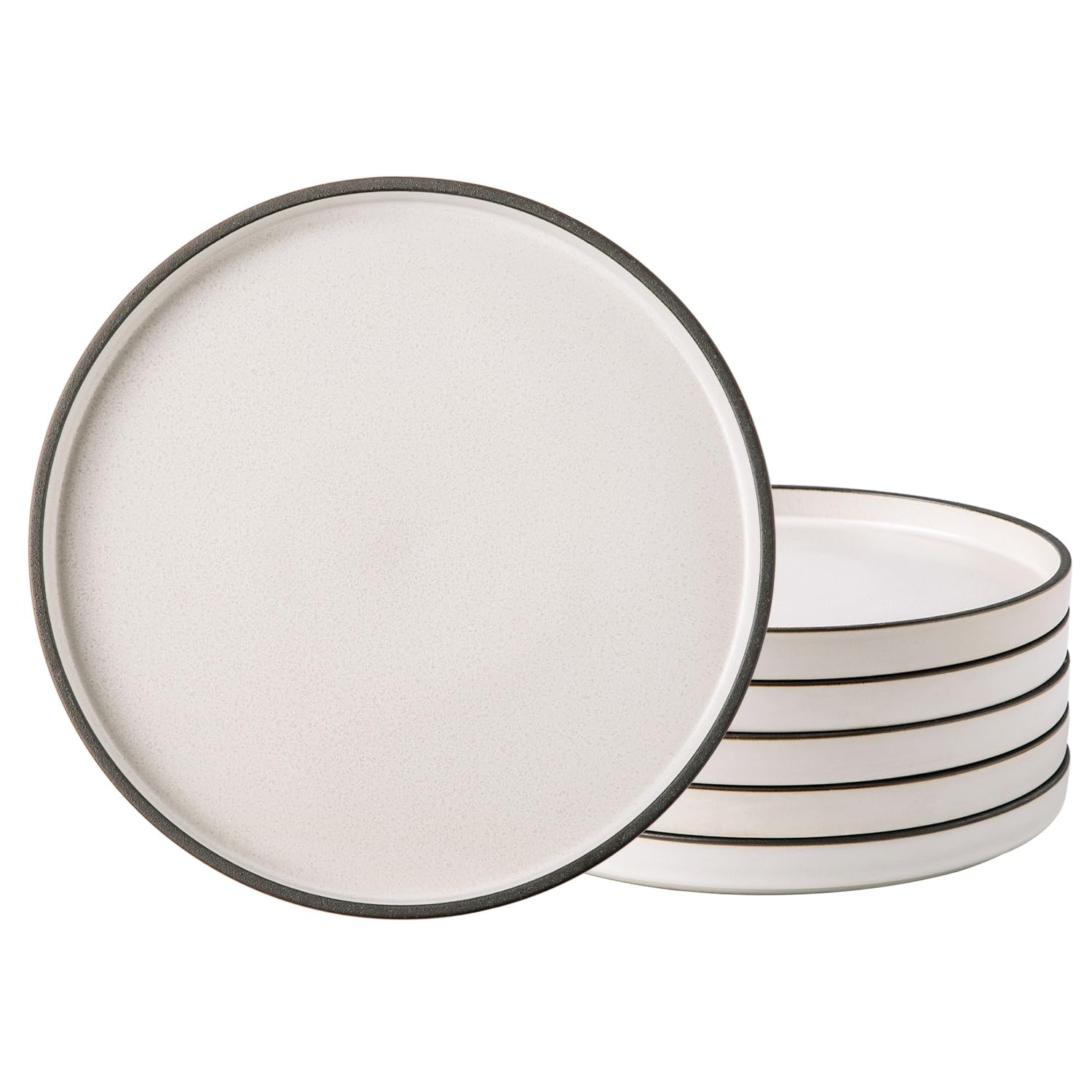 LERATIO 8-Inch Ceramic Salad Plates Set of 6 - Microwave, Dishwasher & Oven Safe - Scratch Resistant Matte White Dinnerware - Perfect for Restaurants, Home Dining & Party Serving