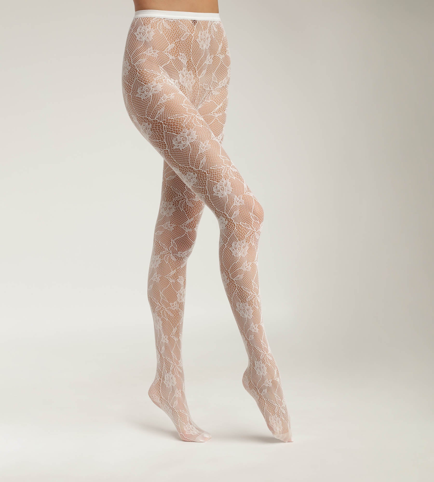 Baroque White Floral Lace Fishnet Tights for Women - Elegant & Sexy Stockings for Parties, Date Nights & Special Occasions